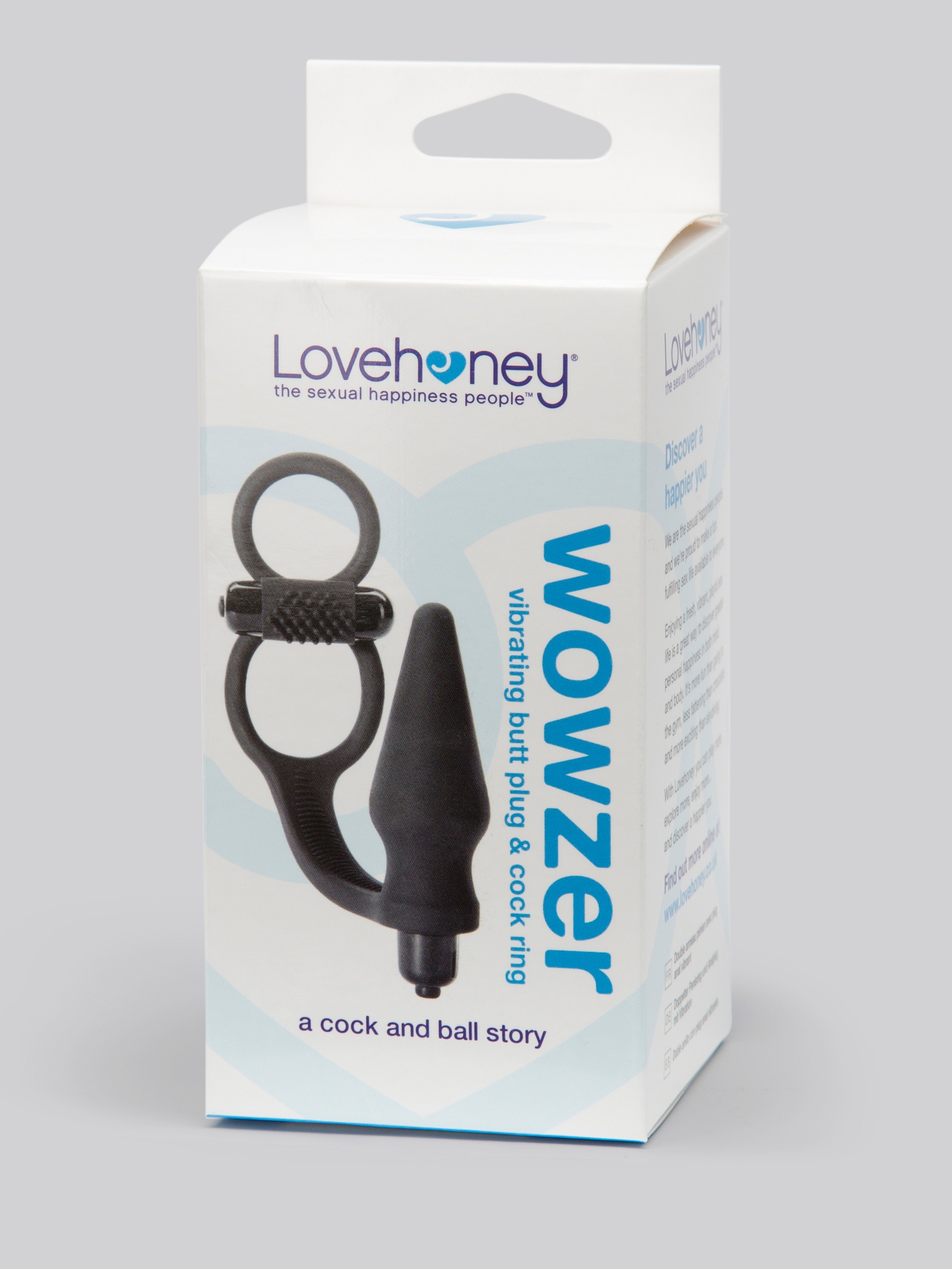 Lovehoney Wowzer 7 Function Double Cock Ring and Vibrating Butt Plug, Black, hi-res