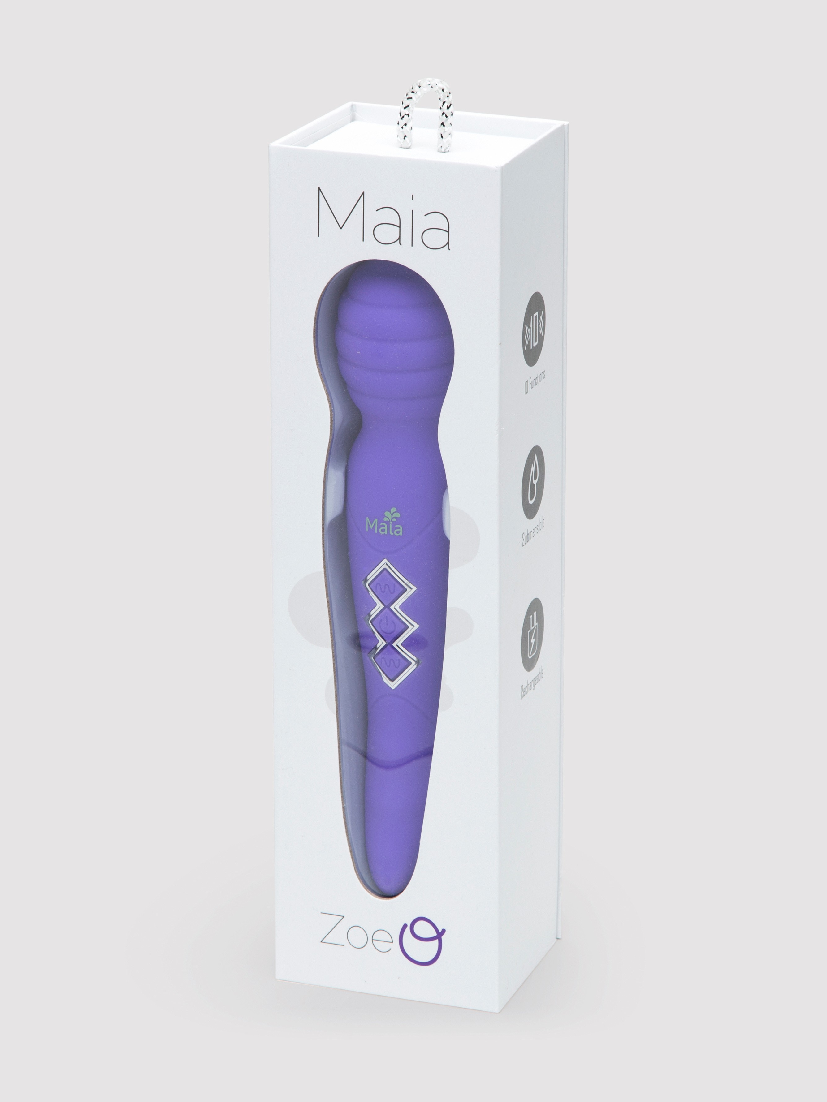 Maia Twistty Rechargeable Extra Powerful 10 Function Wand Vibrator, Purple, hi-res