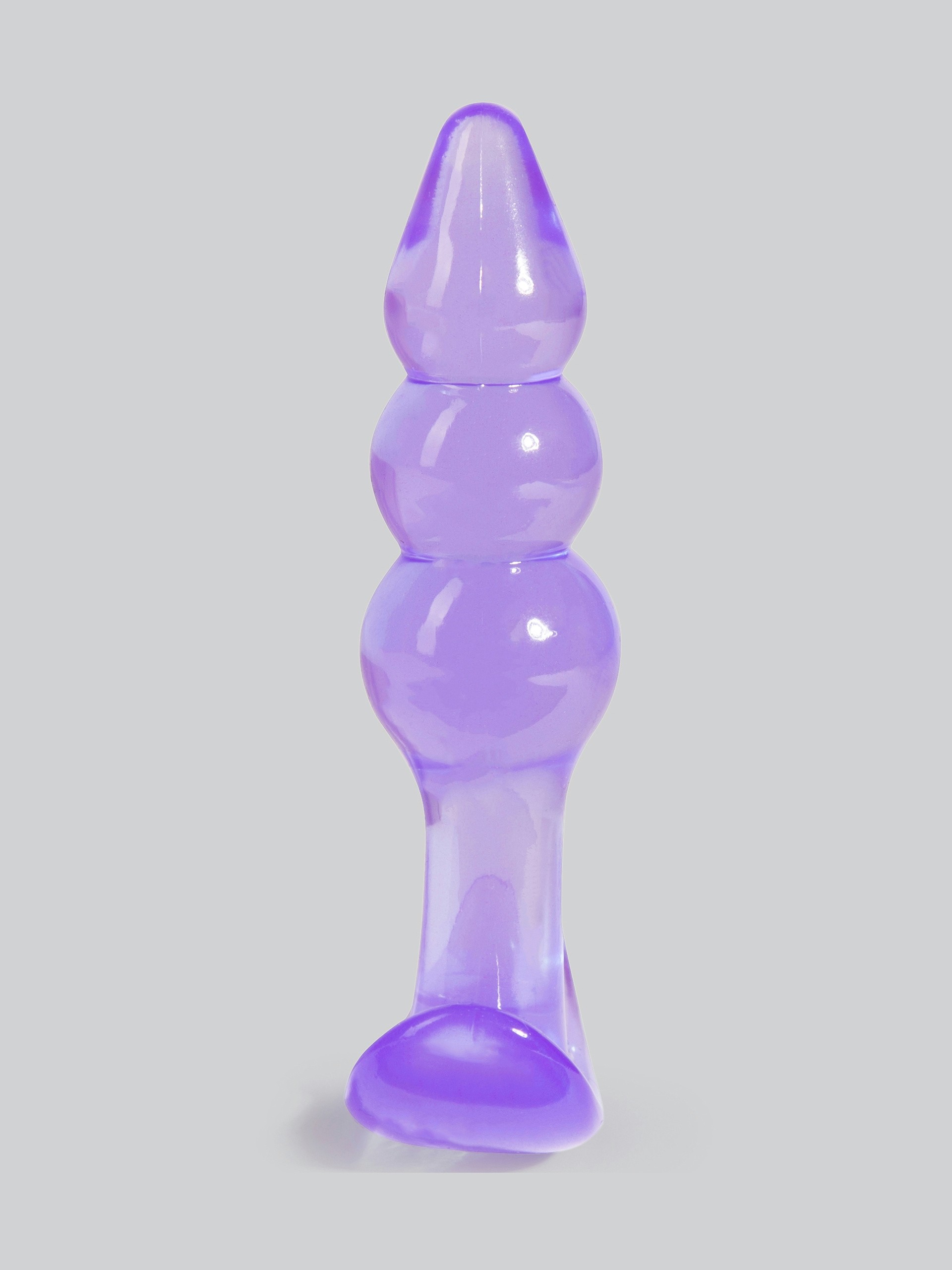 Jelly Rancher Rippled Pleasure Butt Plug with T-Bar 4 Inch, Purple, hi-res