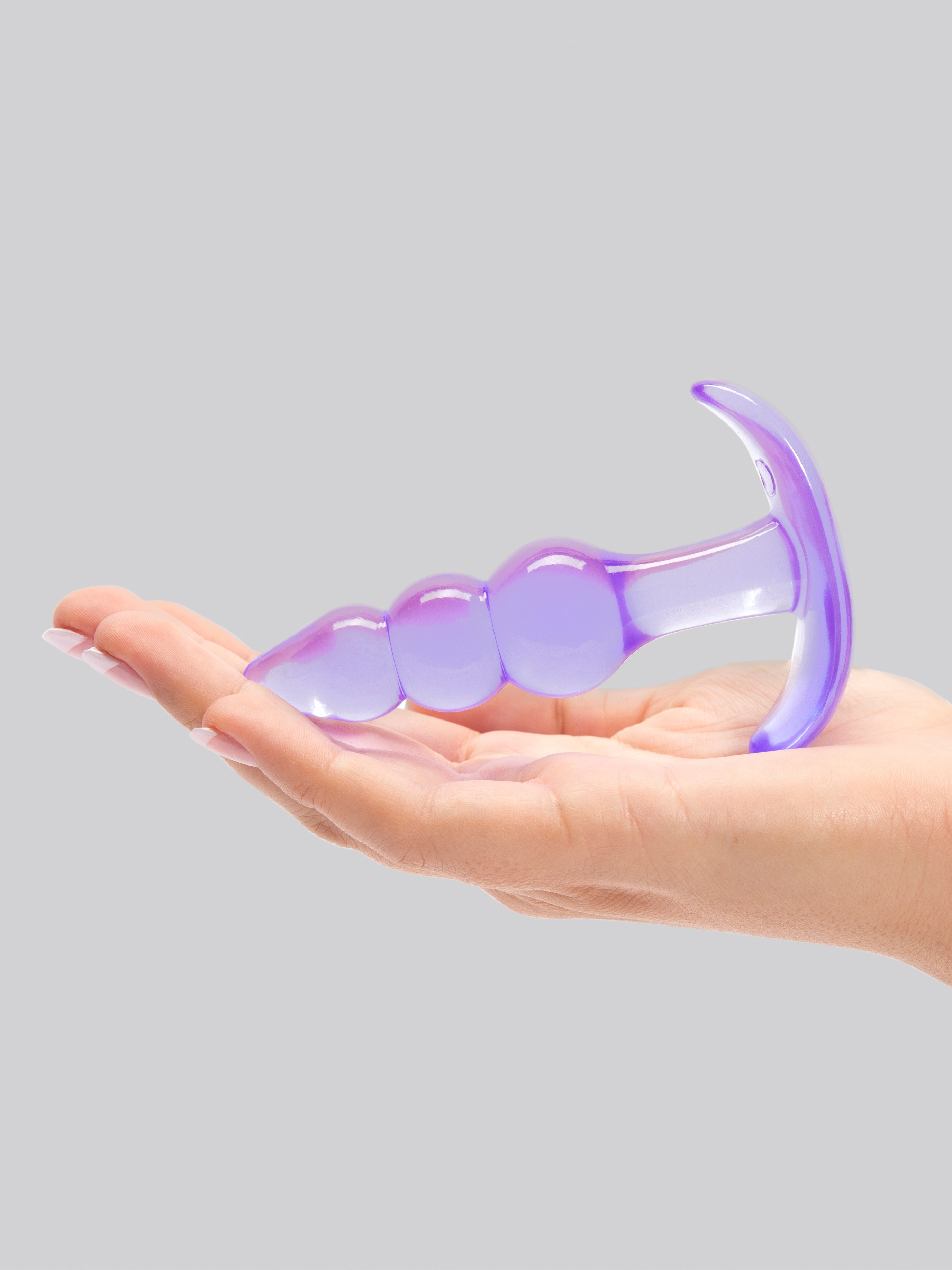 Jelly Rancher Rippled Pleasure Butt Plug with T-Bar 4 Inch, Purple, hi-res