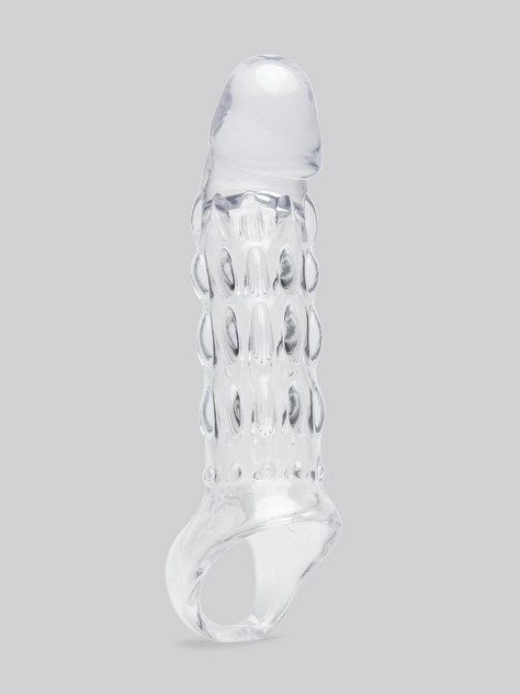 Renegade 2 Extra Inches Ribbed Penis Extender with Ball Loop, Clear, hi-res