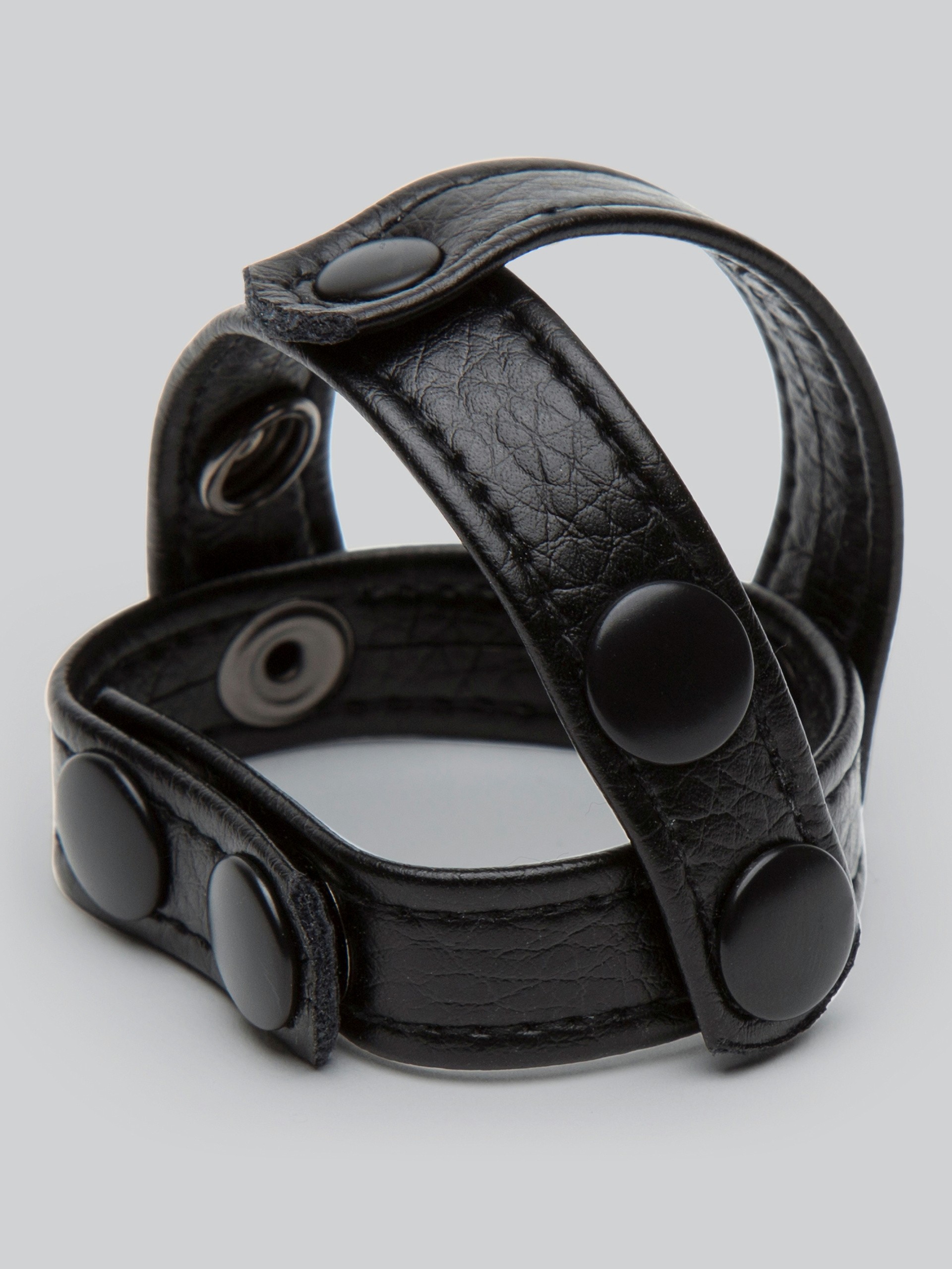 Bondage Boutique T-Style Cock Ring with Ball Divider, Black, hi-res