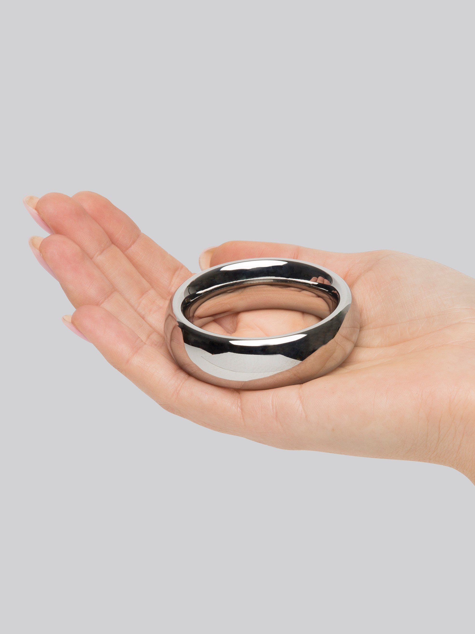 DOMINIX Deluxe 1.75 Inch Stainless Steel Doughnut Cock Ring, Silver, hi-res