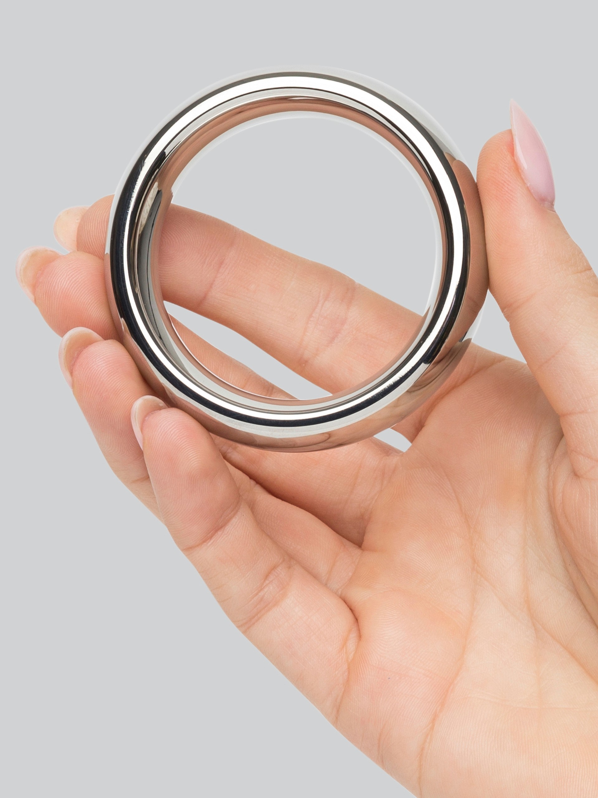 DOMINIX Deluxe 1.9 Inch Stainless Steel Doughnut Cock Ring, Silver, hi-res
