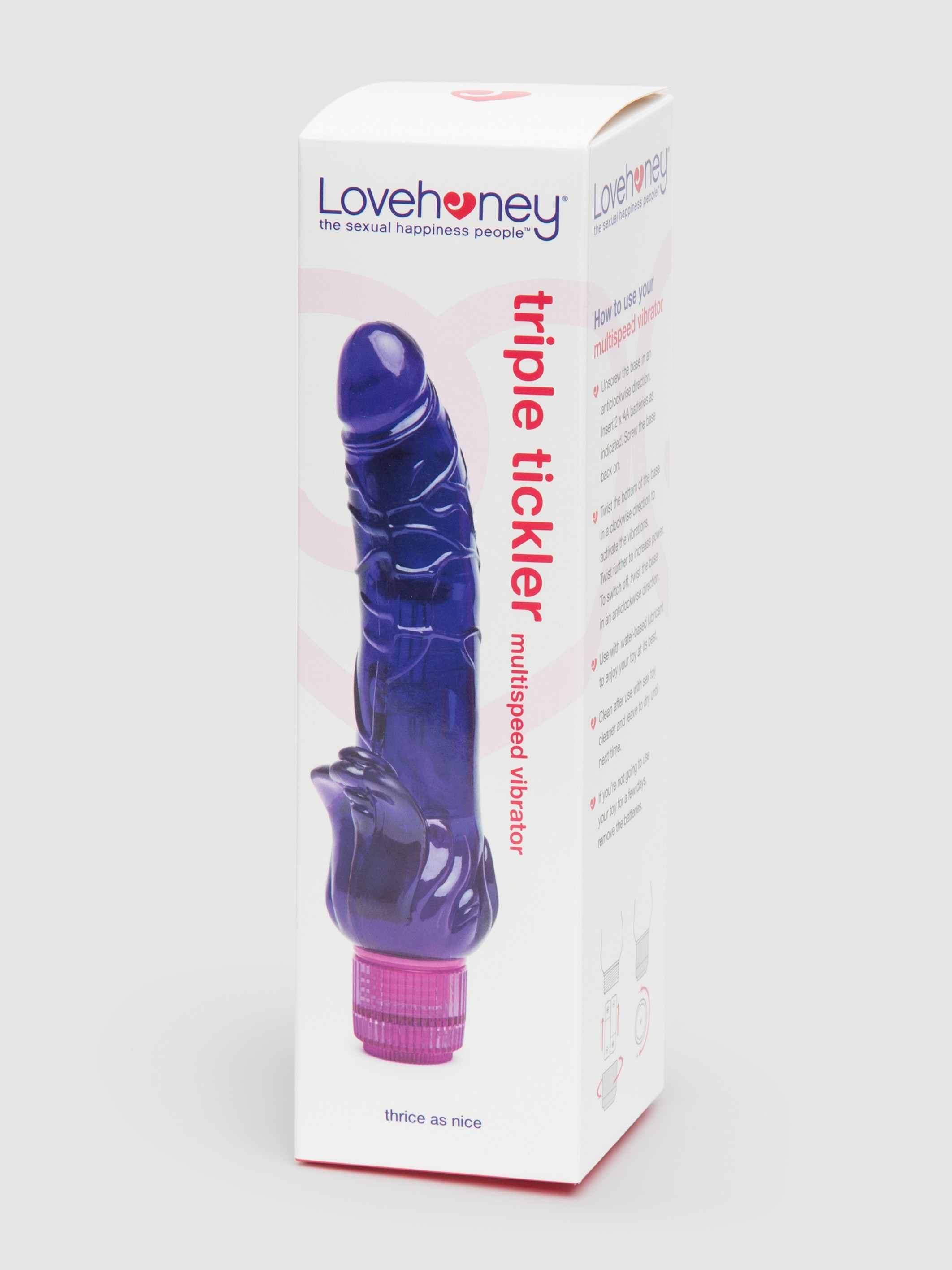 Lovehoney Triple Tickler Realistic Purple G-Spot Dildo Vibrator 5.5 inch, Purple, hi-res