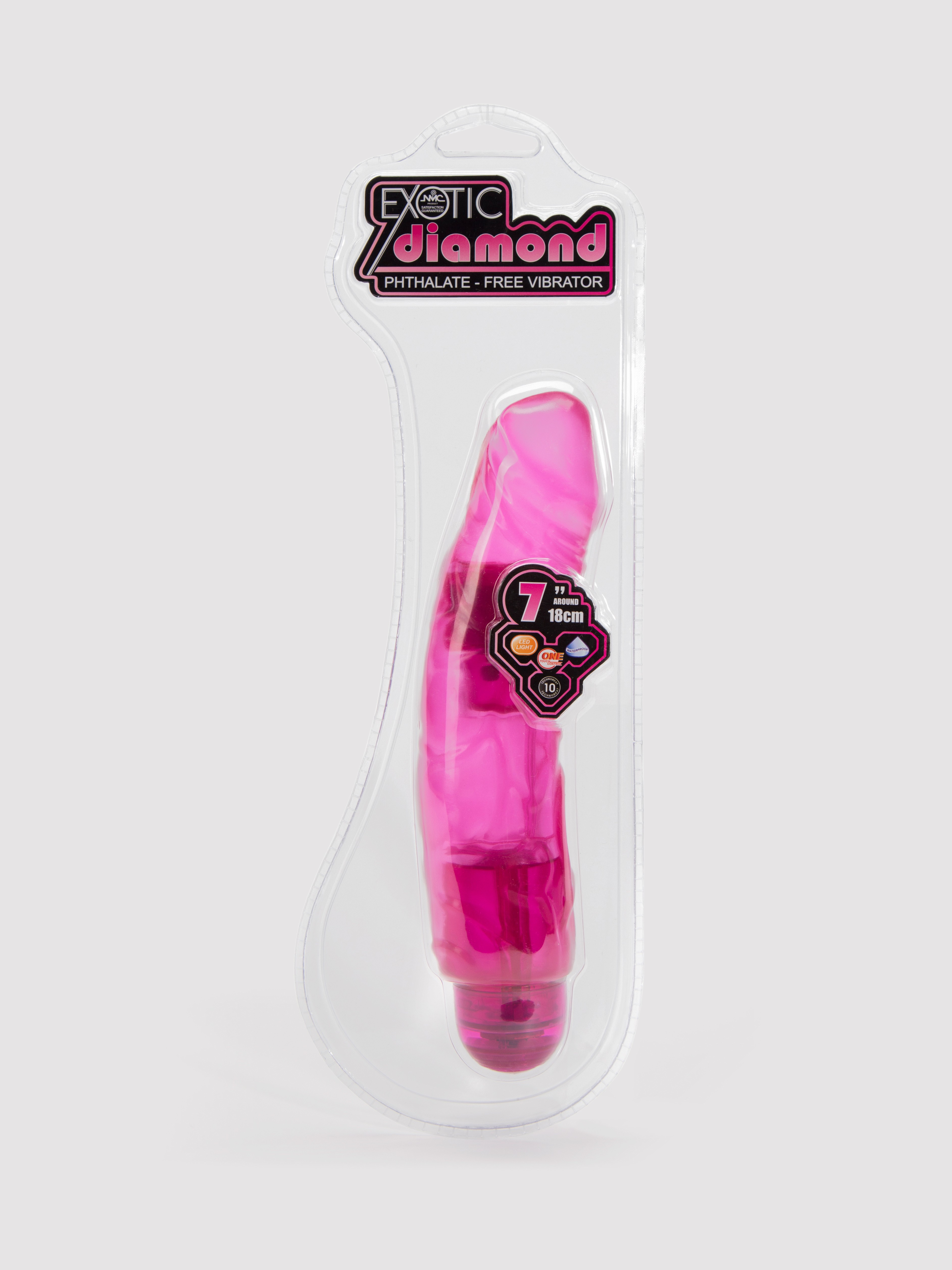 Exotic Diamond Pink 10 Function Extra Girthy Realistic Dildo Vibrator 9 Inch, Pink, hi-res