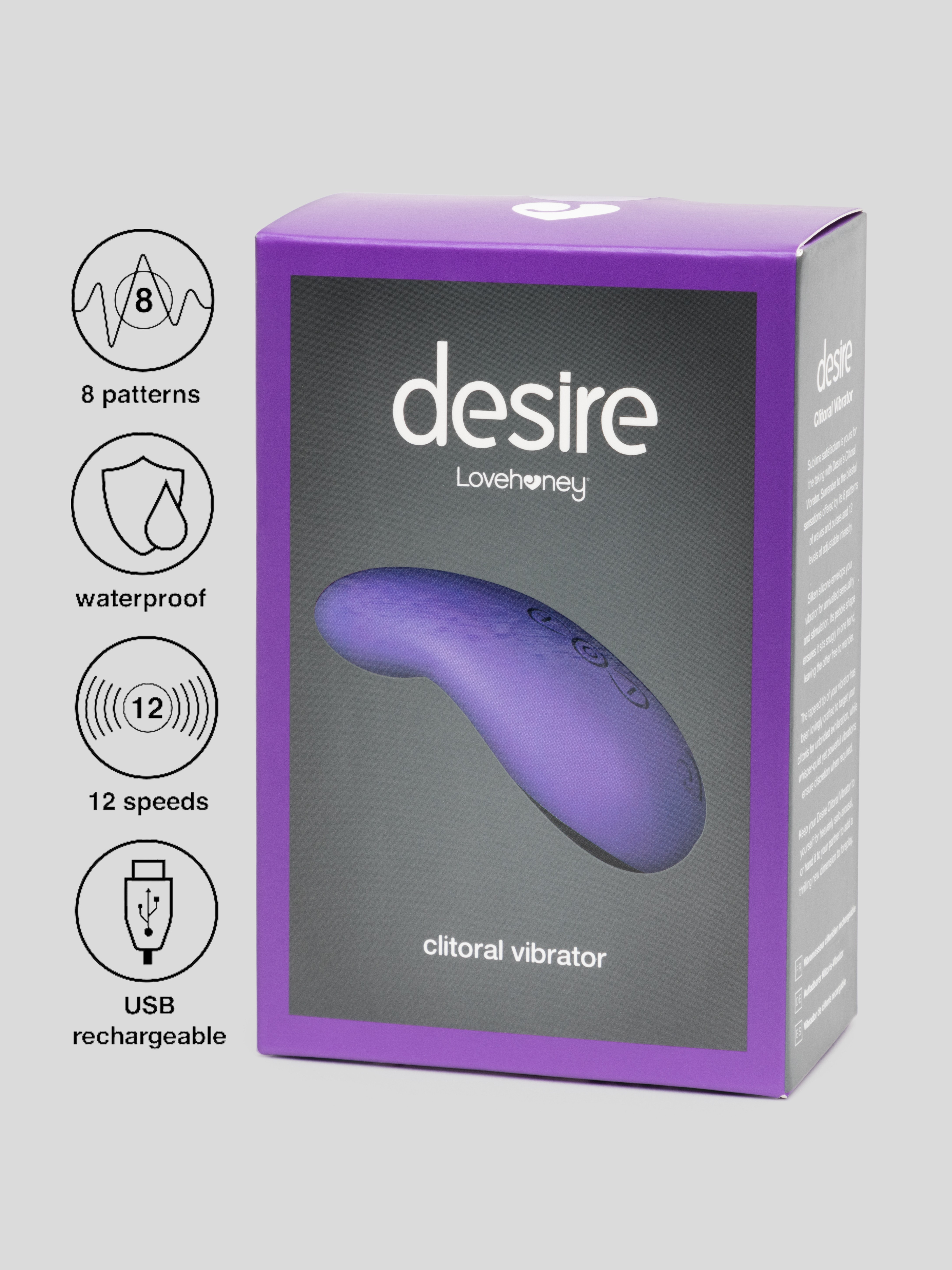 Desire Luxury Rechargeable Clitoral Vibrator, Purple, hi-res