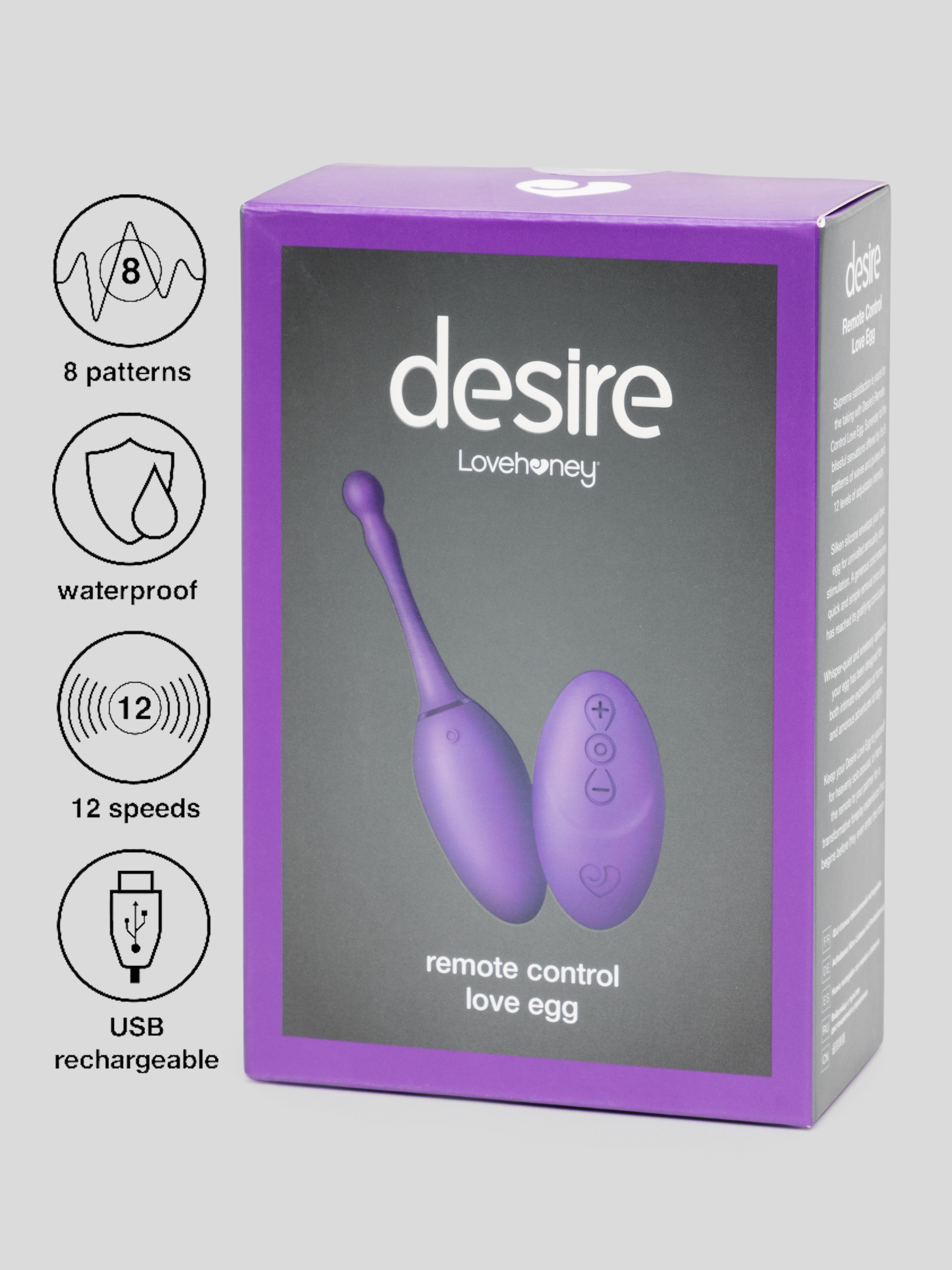 Desire Luxury Rechargeable Remote Control Love Egg Vibrator, Purple, hi-res