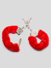 Lovehoney Red Furry Handcuffs, Red, hi-res