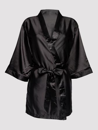 Lovehoney Short Black Satin Robe