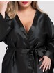 Lovehoney Short Black Satin Robe, Black, hi-res
