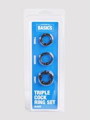 BASICS Triple Cock Ring Set (3 Pack), Black, hi-res