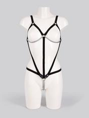 Bondage Boutique Open Cup Body Harness with Chains, Black, hi-res