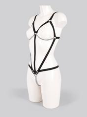 Bondage Boutique Open Cup Body Harness with Chains, Black, hi-res
