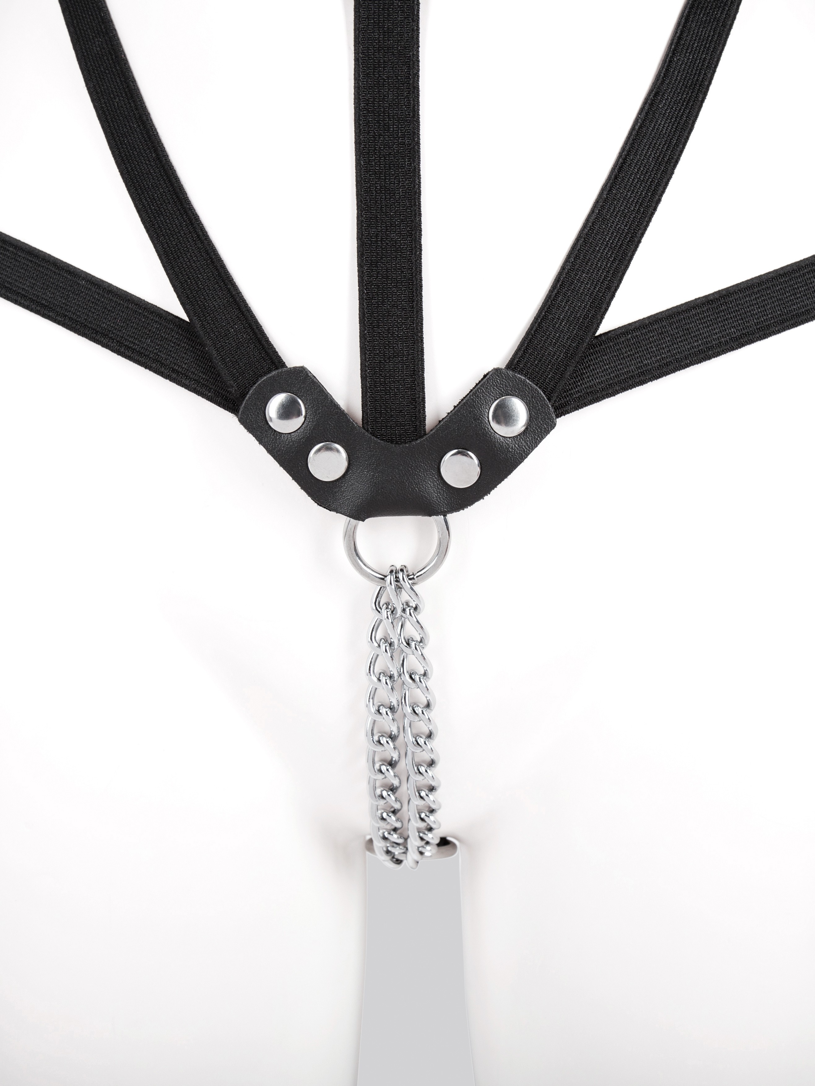 Bondage Boutique Open Cup Body Harness with Chains, Black, hi-res