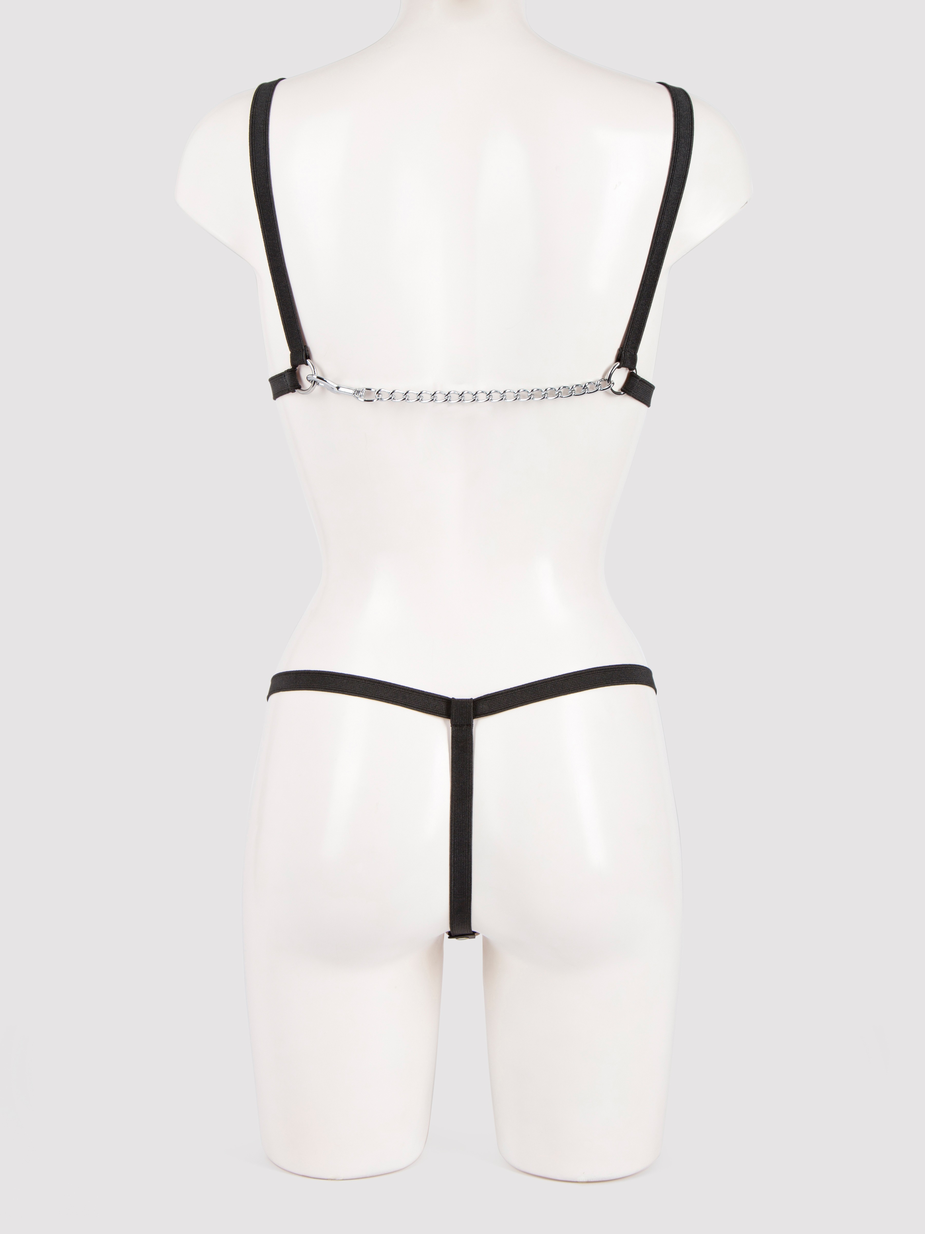 Bondage Boutique Chain Bikini with Elasticated Straps, Black, hi-res