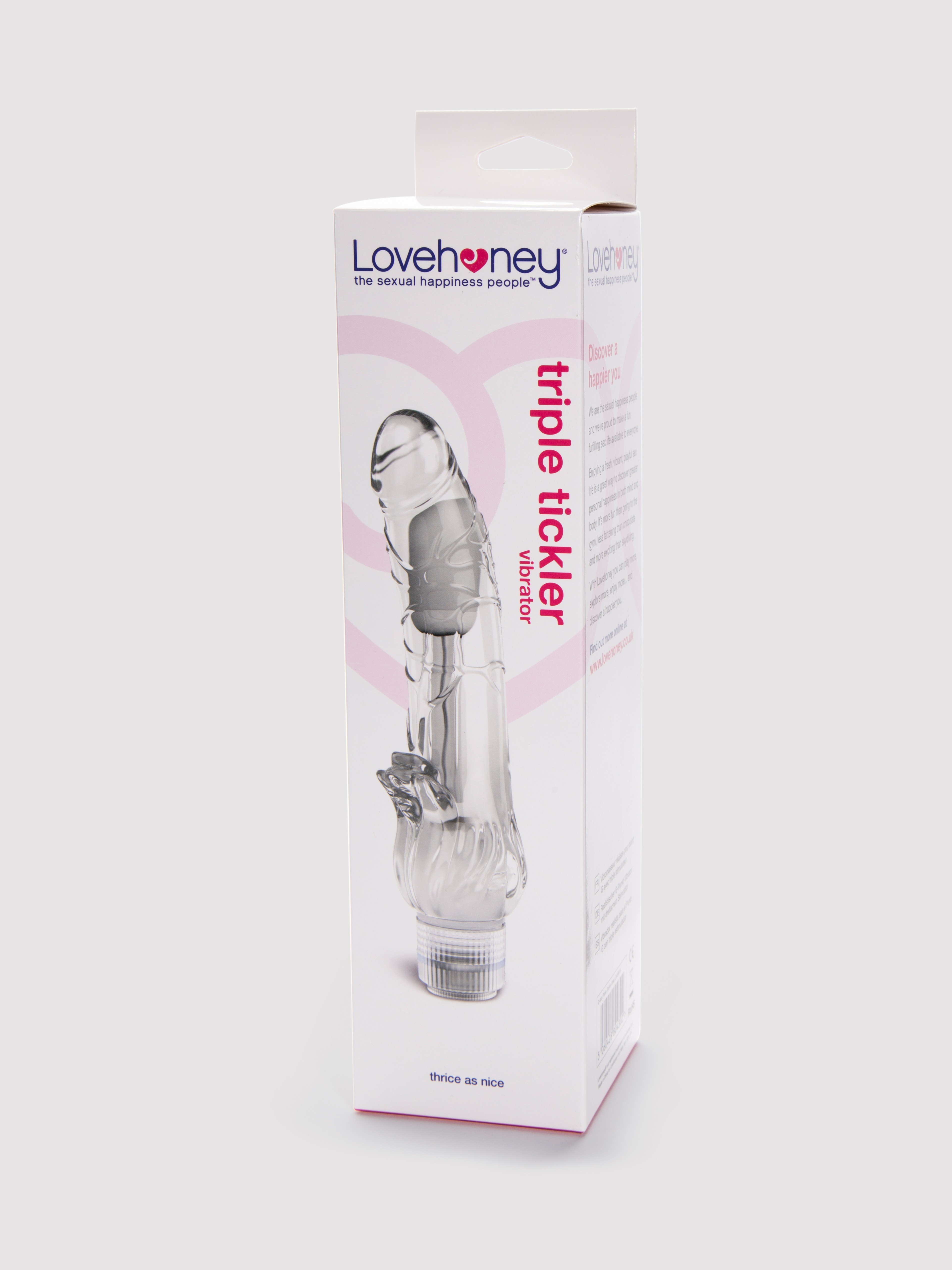 Lovehoney Triple Tickler Realistic Clear G-Spot Dildo Vibrator 5.5 Inc, Clear, hi-res