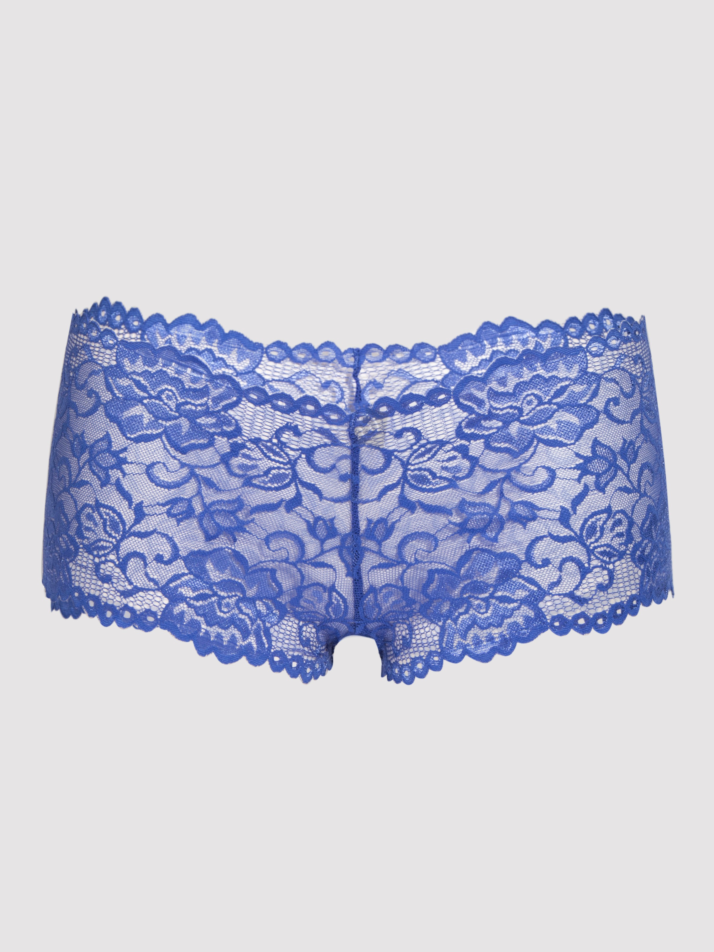 Lovehoney Flirty Black Lace Shorts, Blue, hi-res