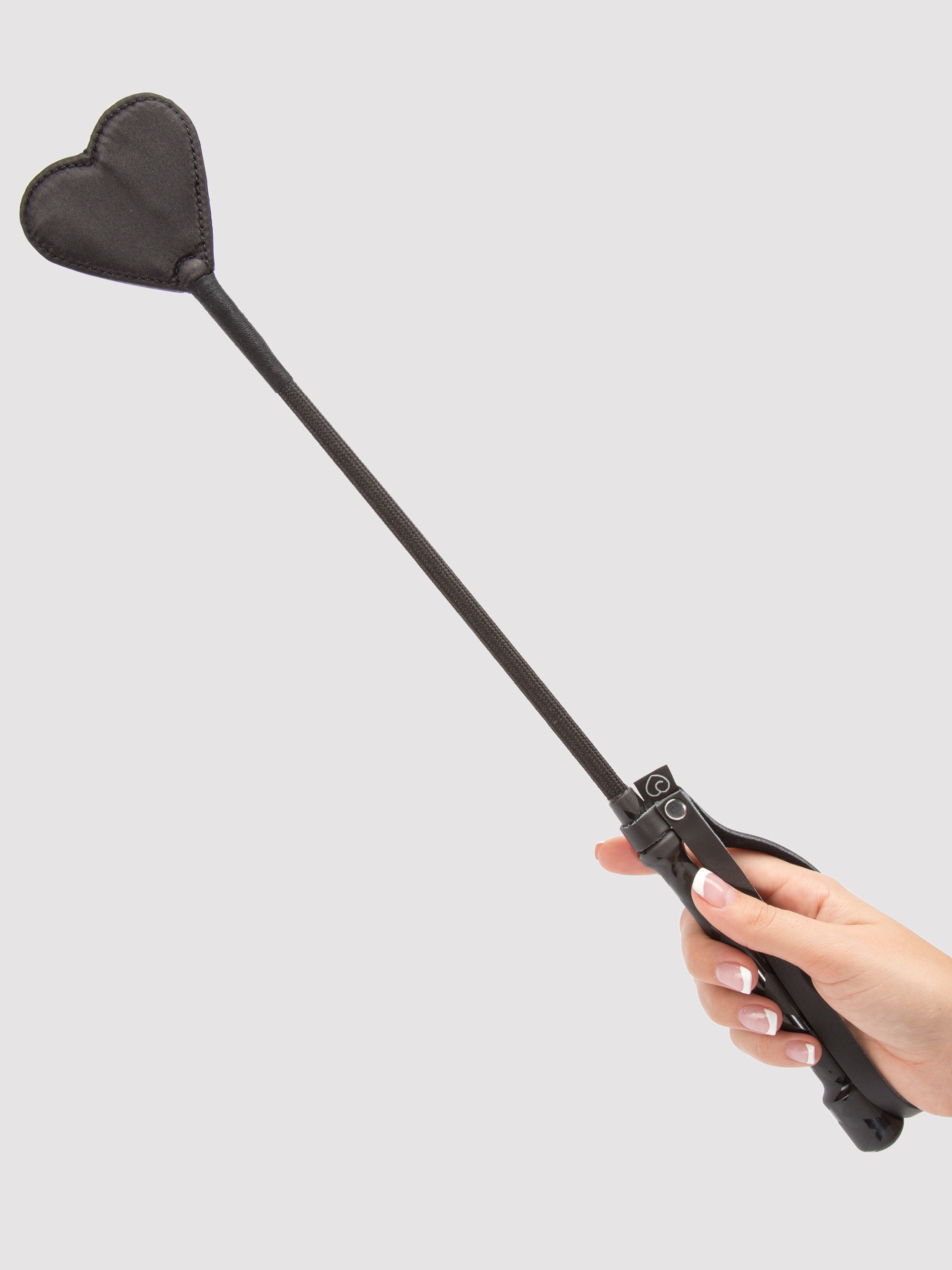 Lovehoney Black Heart Riding Crop, Black, hi-res