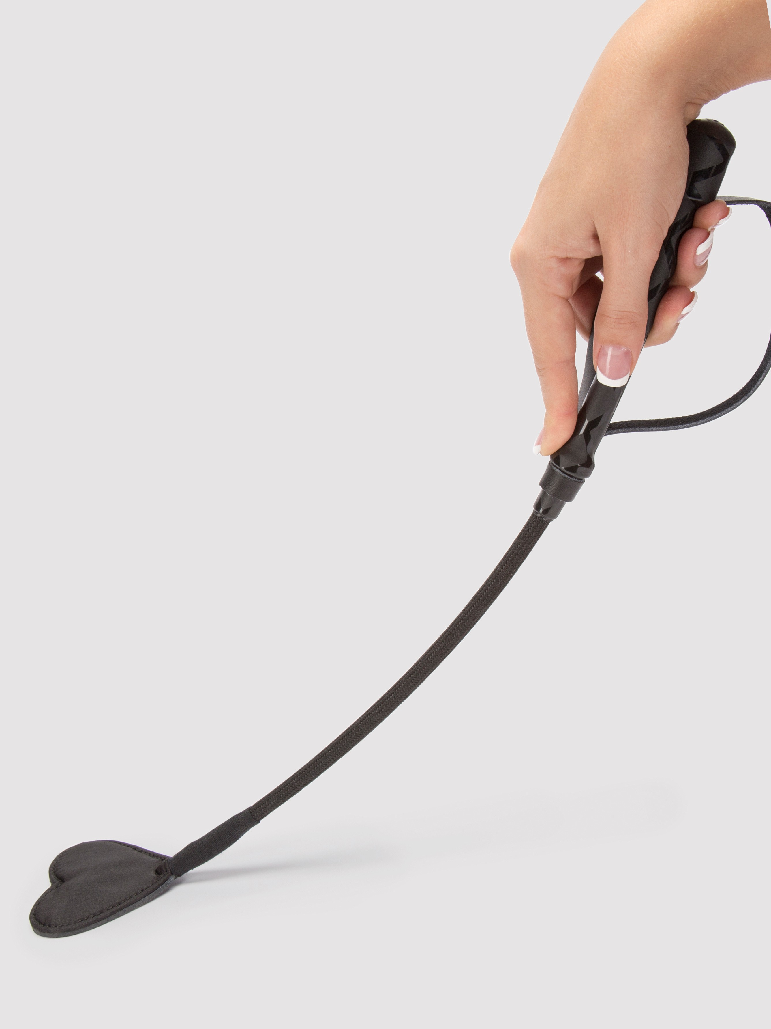Lovehoney Black Heart Riding Crop, Black, hi-res