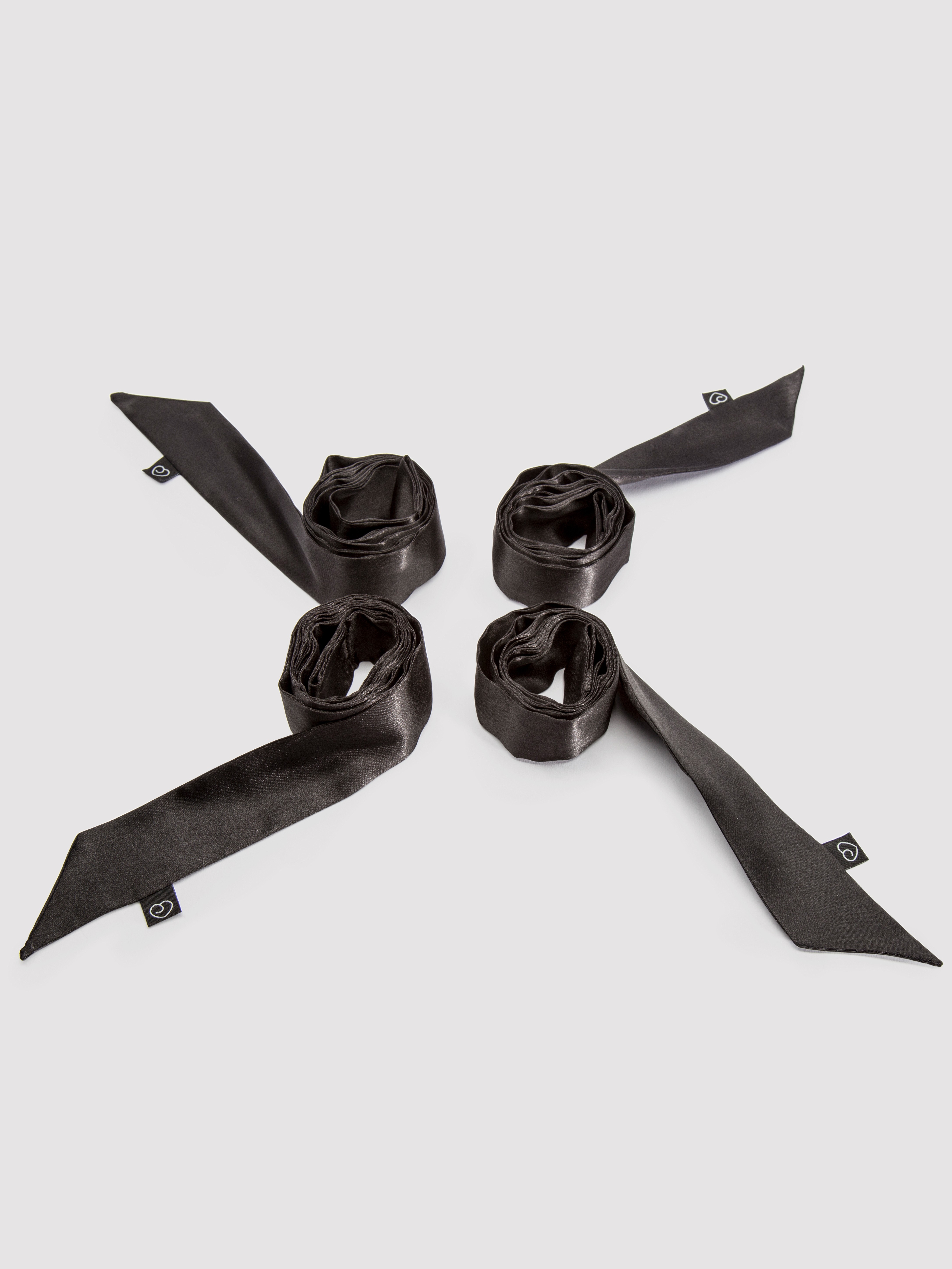 Lovehoney Silky Black Bondage Restraints (4 Pack), Black, hi-res
