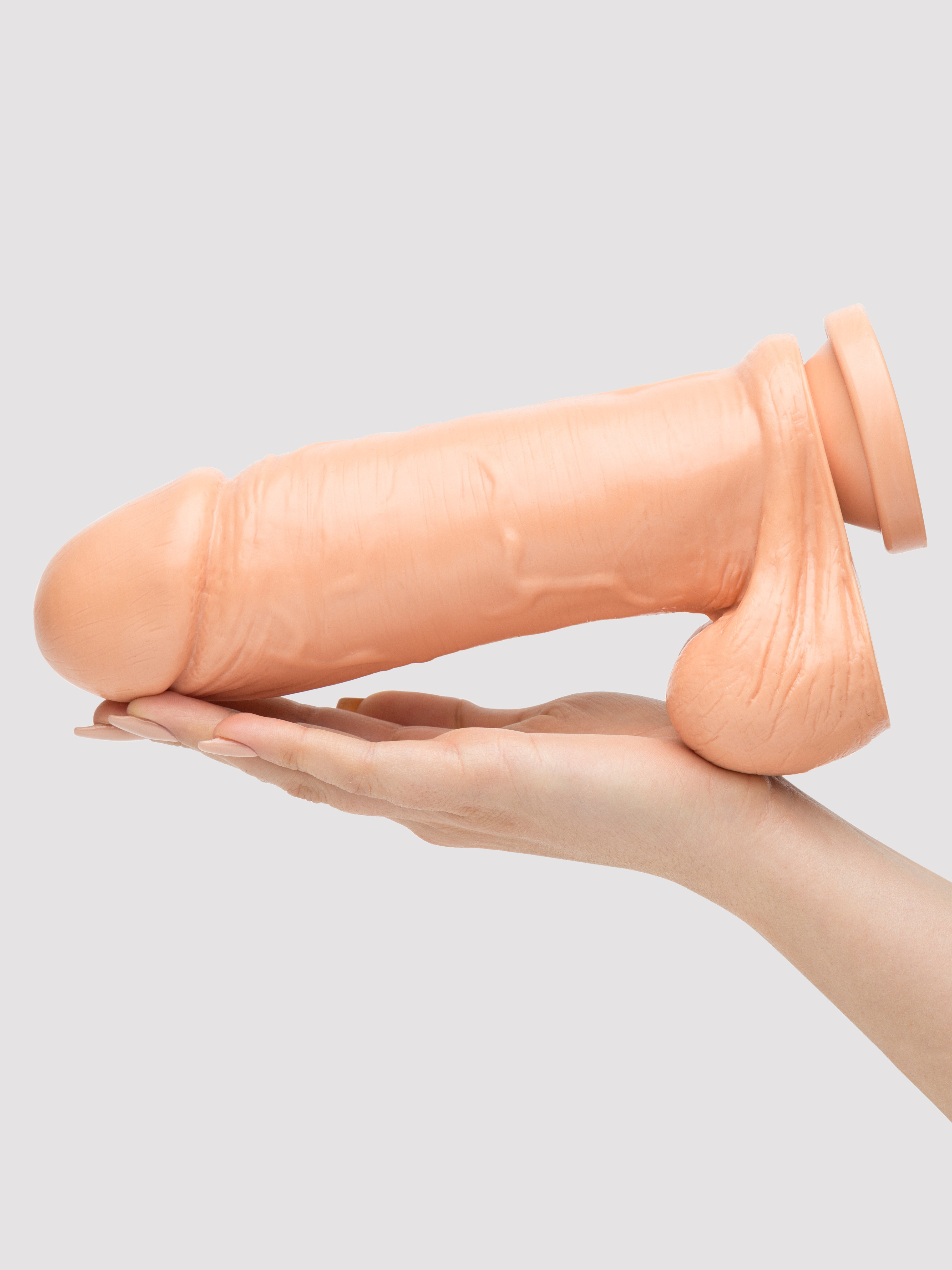 Si Novelties Extra Thick Suction Cup Dildo with Balls 8 Inch, Flesh Pink, hi-res