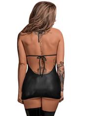 Exposed Lust Studded Wet Look Open Cup Mini Dress, Black, hi-res