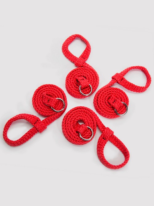 Coffret de contraintes de position en cordage soyeux rouge, Bondage Boutique
