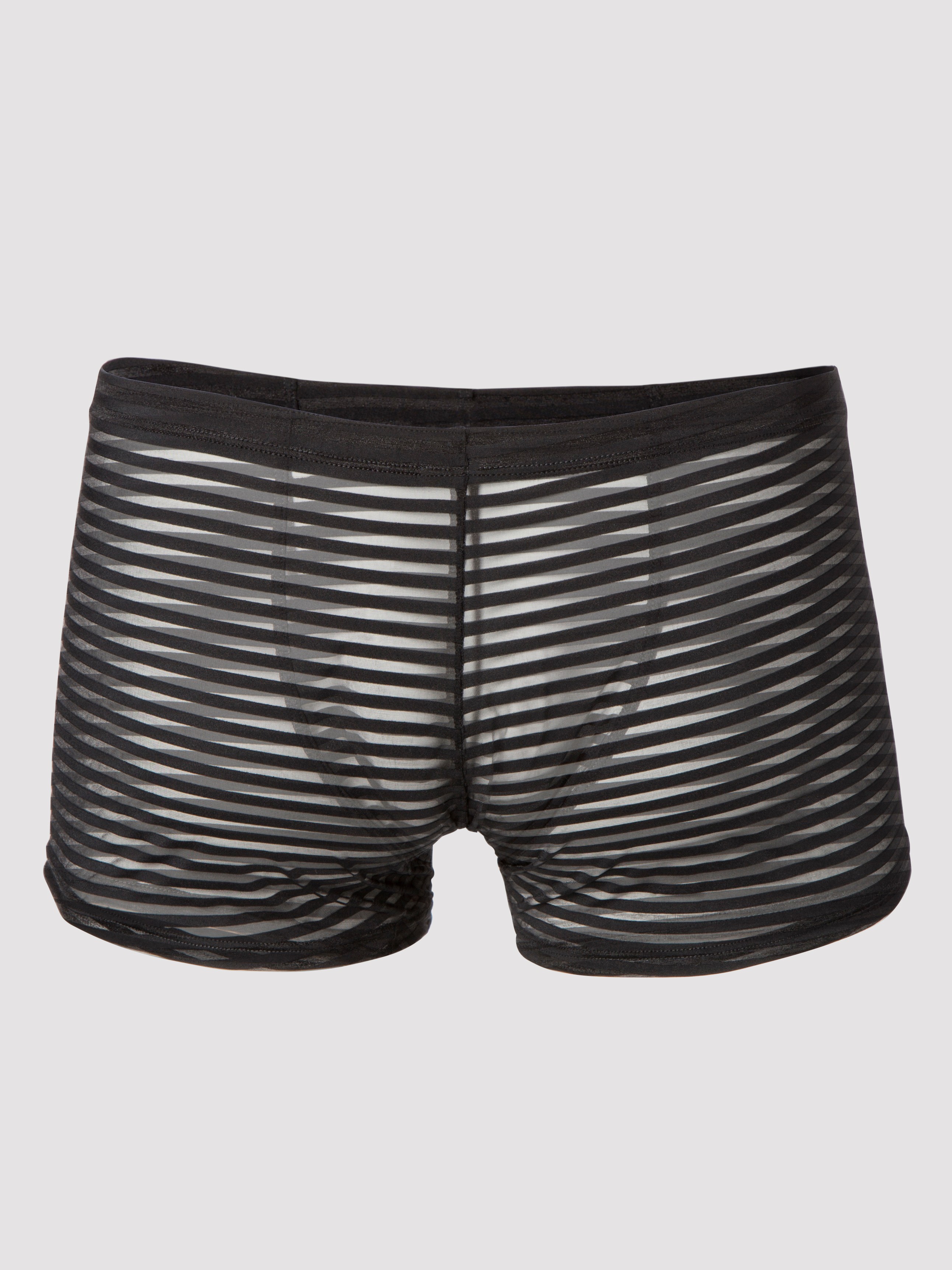 LHM Stripe Mesh Boxer Shorts Black, Black, vanilla