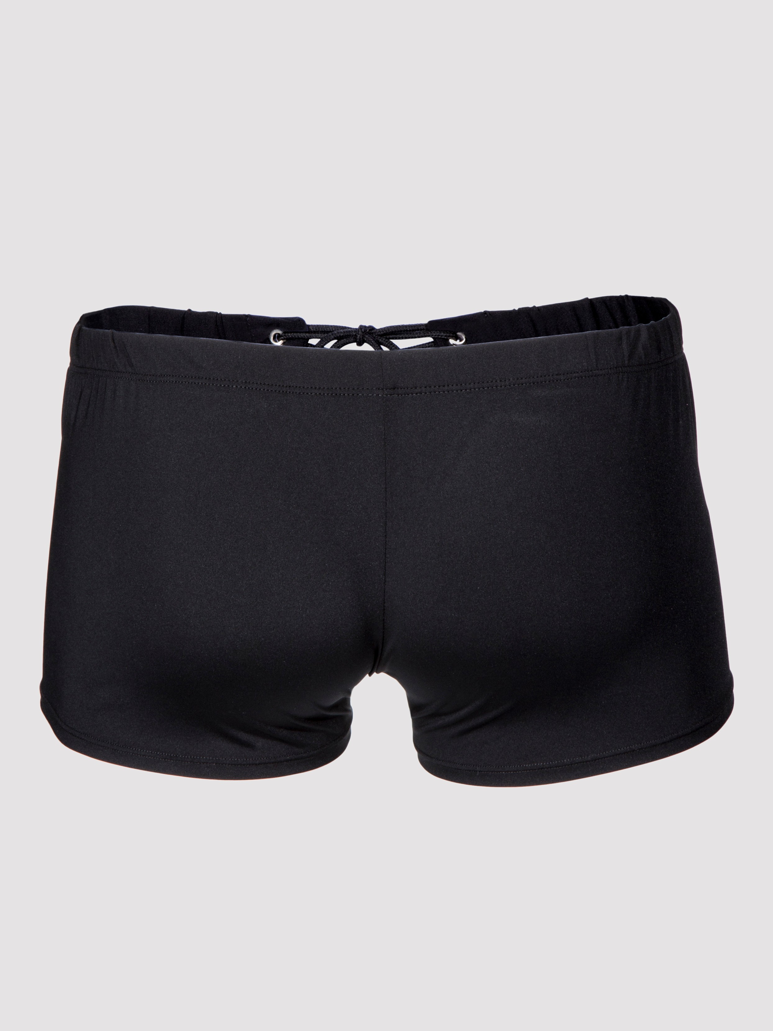 LHM Microfiber Lace Up Boxer Shorts, Black, hi-res