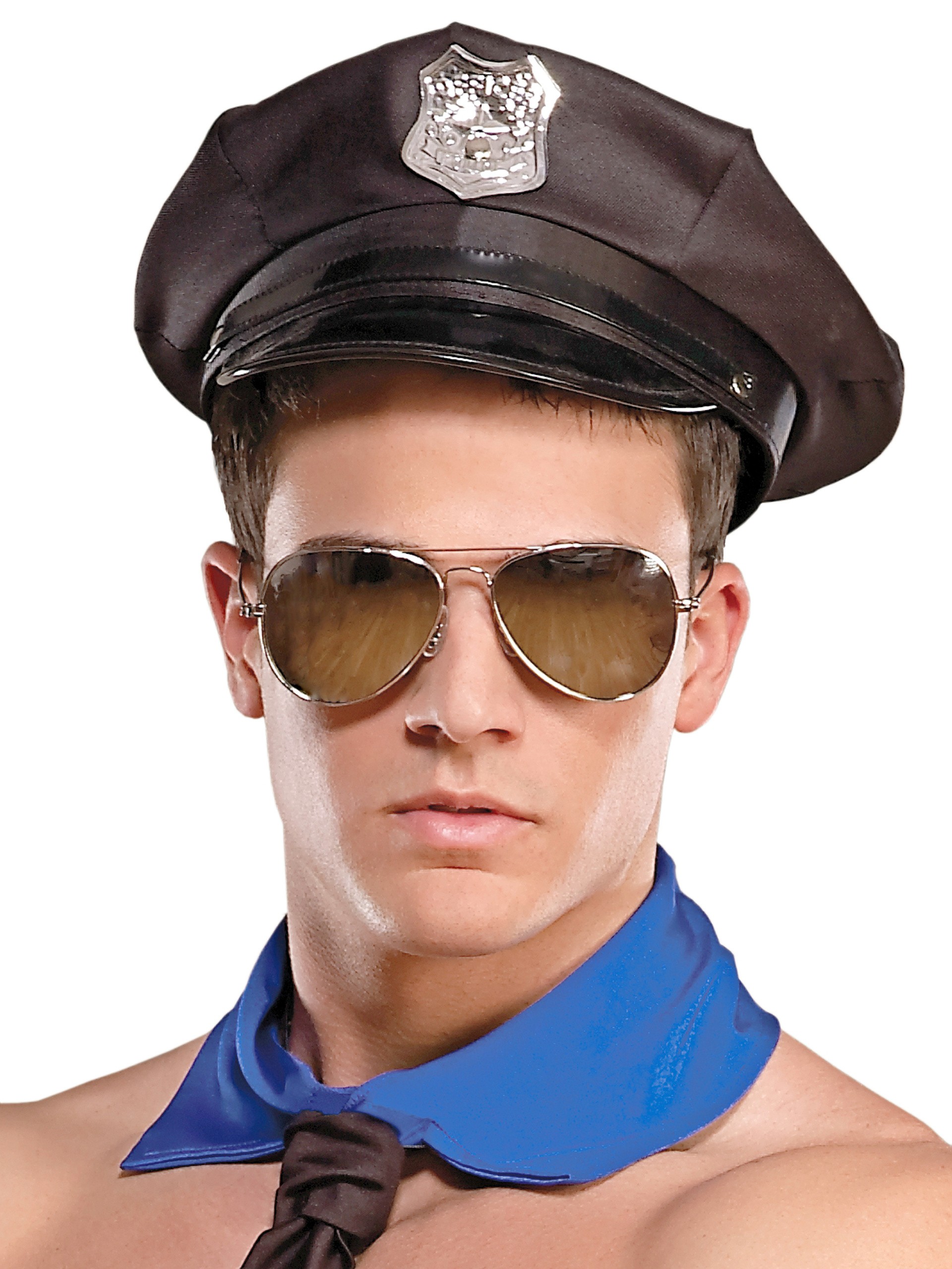 Male Power Police Hat, Black, hi-res