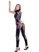 Cottelli Wet Look Catsuit with Concealed Zips, Black, hi-res
