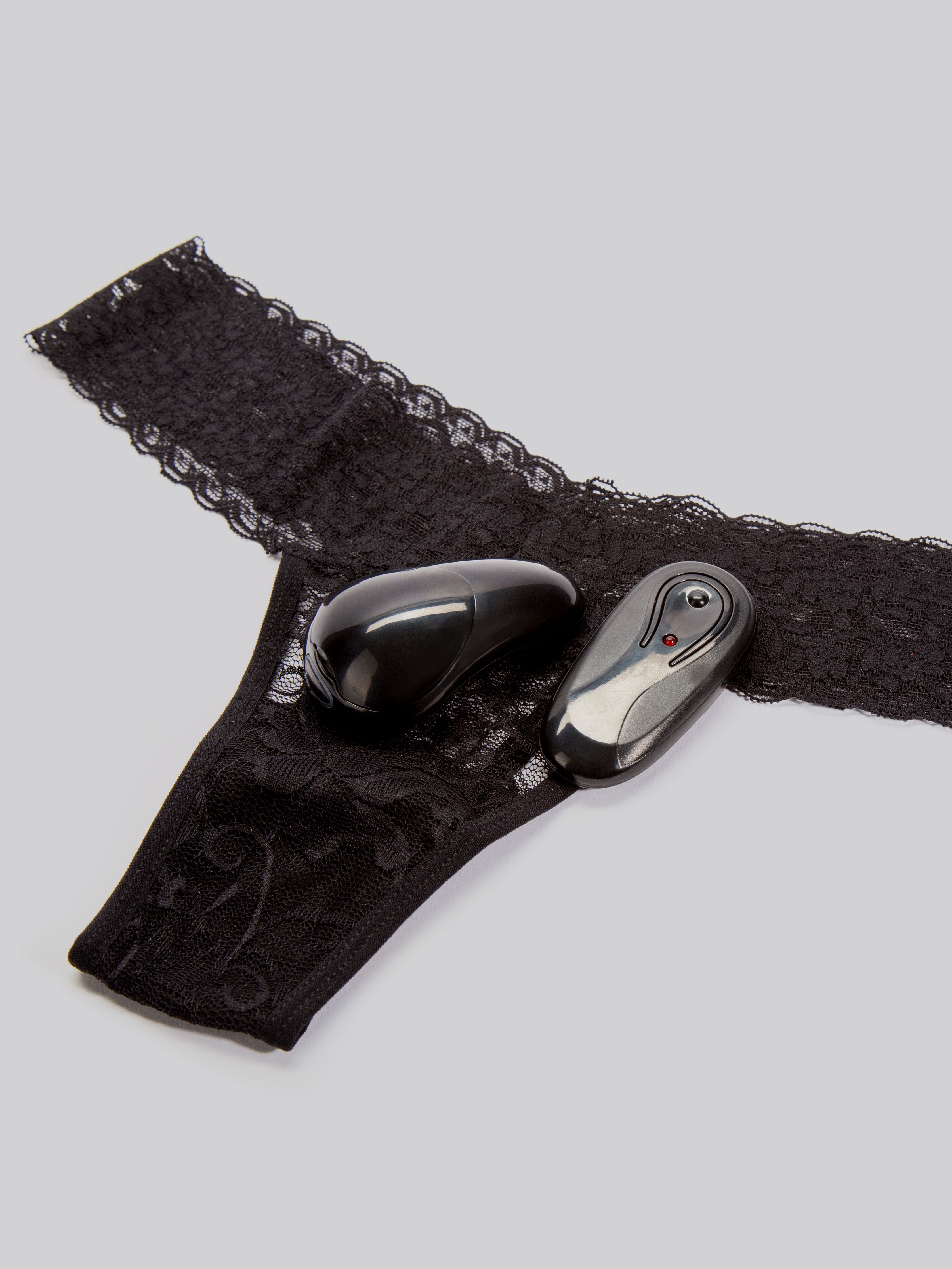 Secrets 5 Function Remote Control Vibrating Lace Thong, Black, hi-res