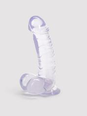 Gode ventouse réaliste testicules 15 cm, Ice Gem, Transparent, hi-res