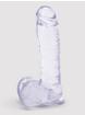 Gode ventouse réaliste testicules 18 cm, Ice Gem, Transparent, hi-res