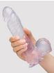 Gode ventouse réaliste testicules 18 cm, Ice Gem, Transparent, hi-res