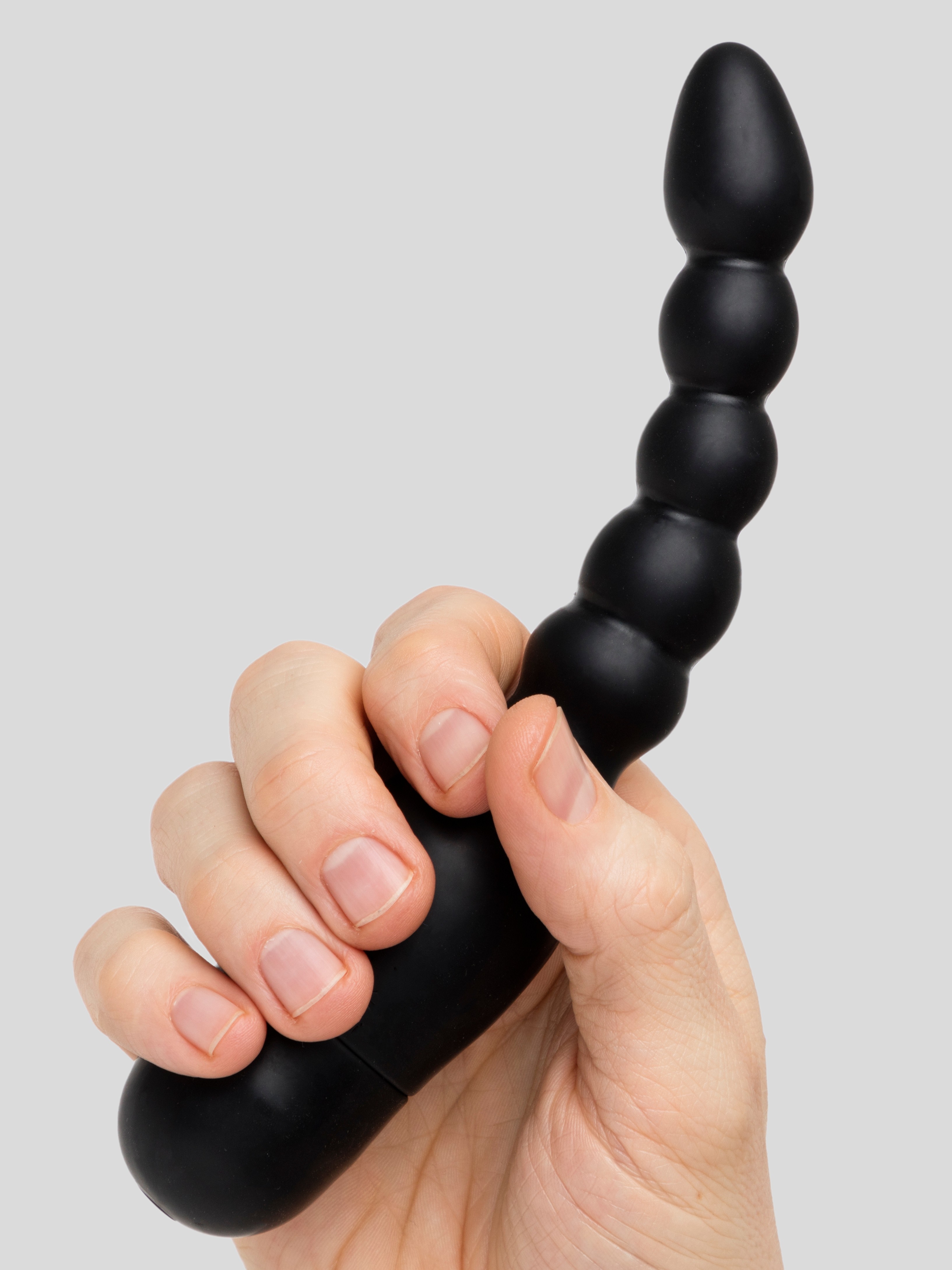 Magic Missile Vibrating Ribbed Silicone Male Prostate Massager, Black, hi-res