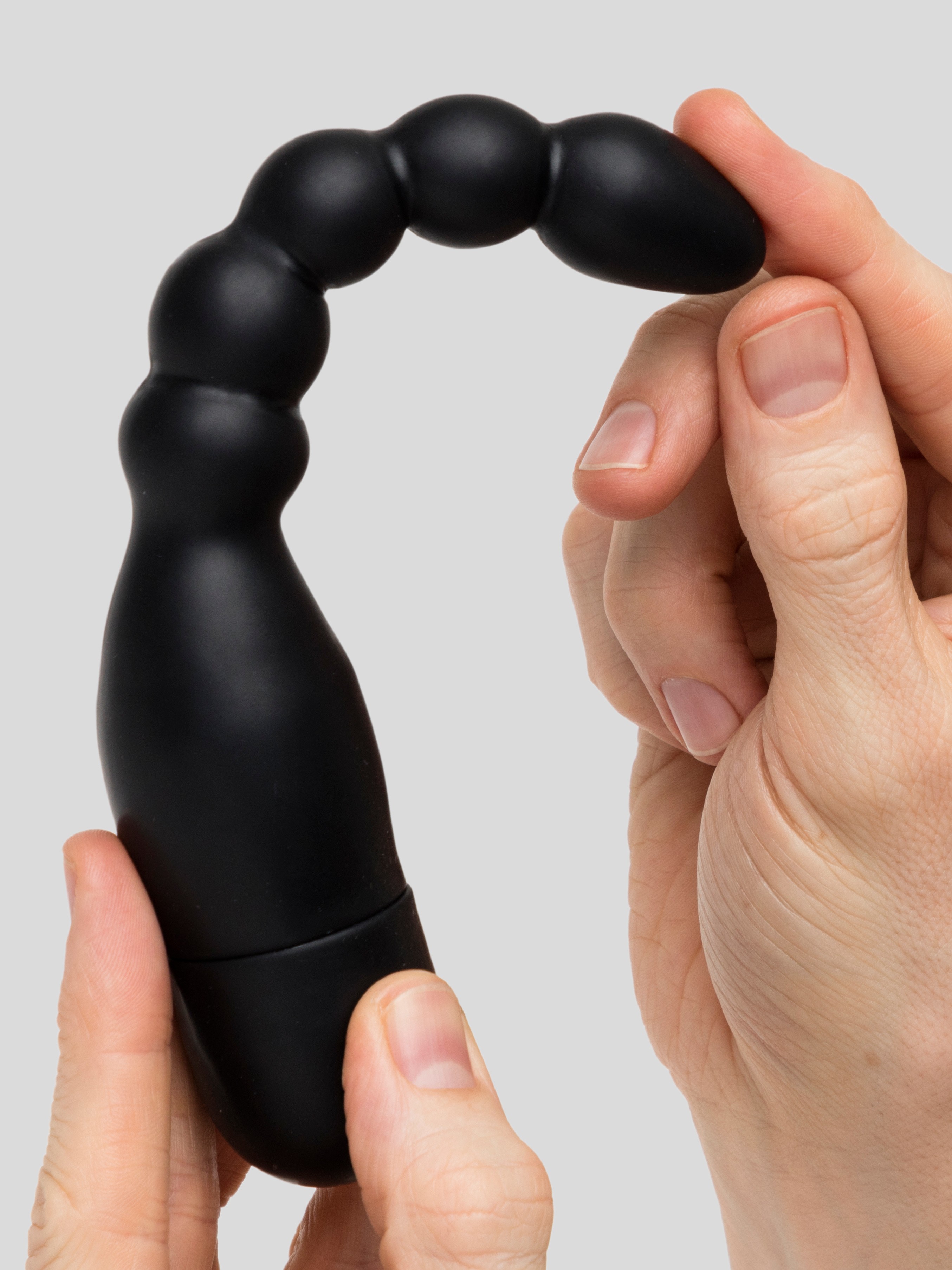 Magic Missile Vibrating Ribbed Silicone Male Prostate Massager, Black, hi-res