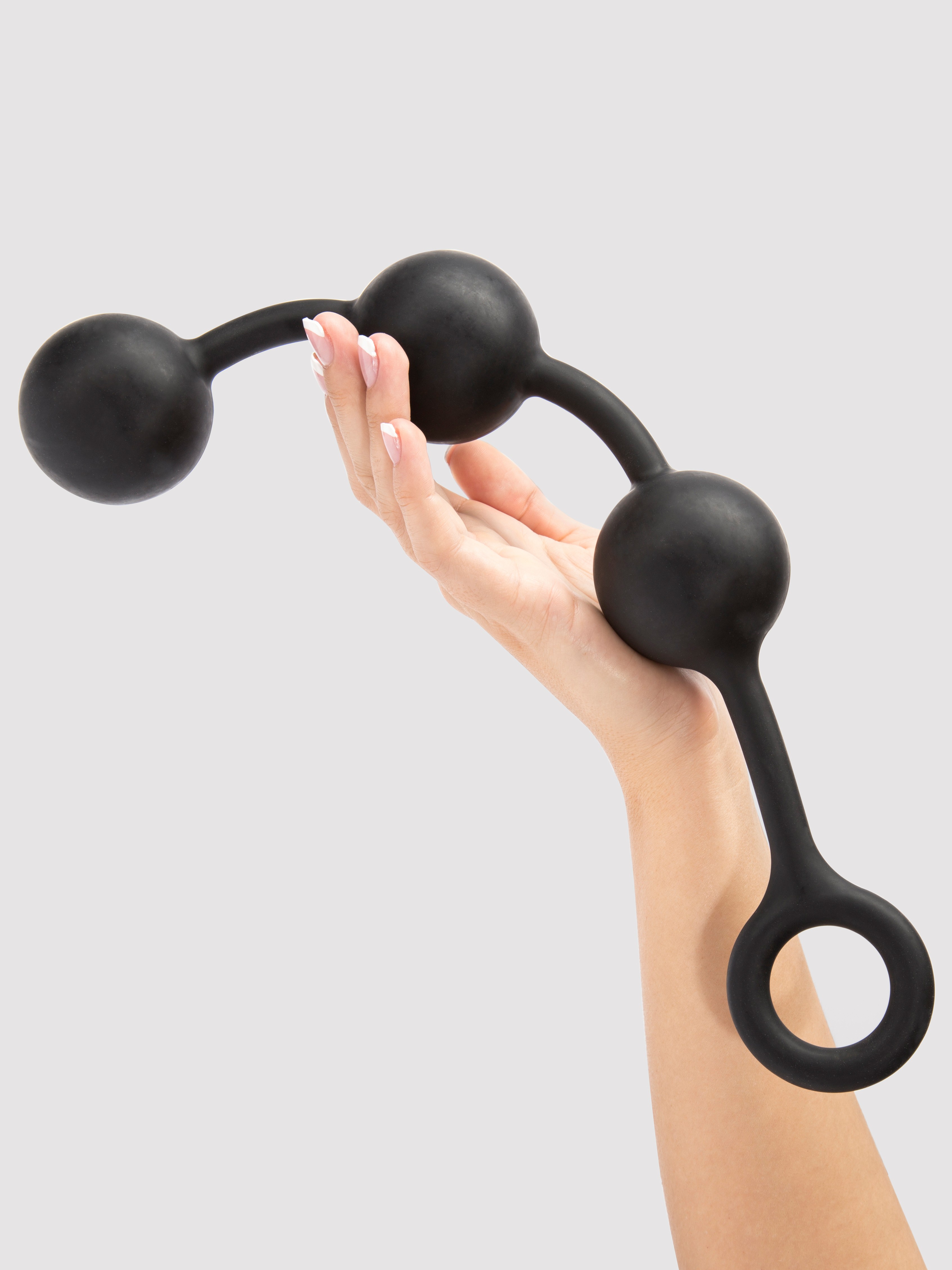 Cannonballs Giant Silicone Anal Beads, Black, hi-res