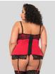 Lovehoney Kiss Me Underwired Black Basque Set, Red, hi-res