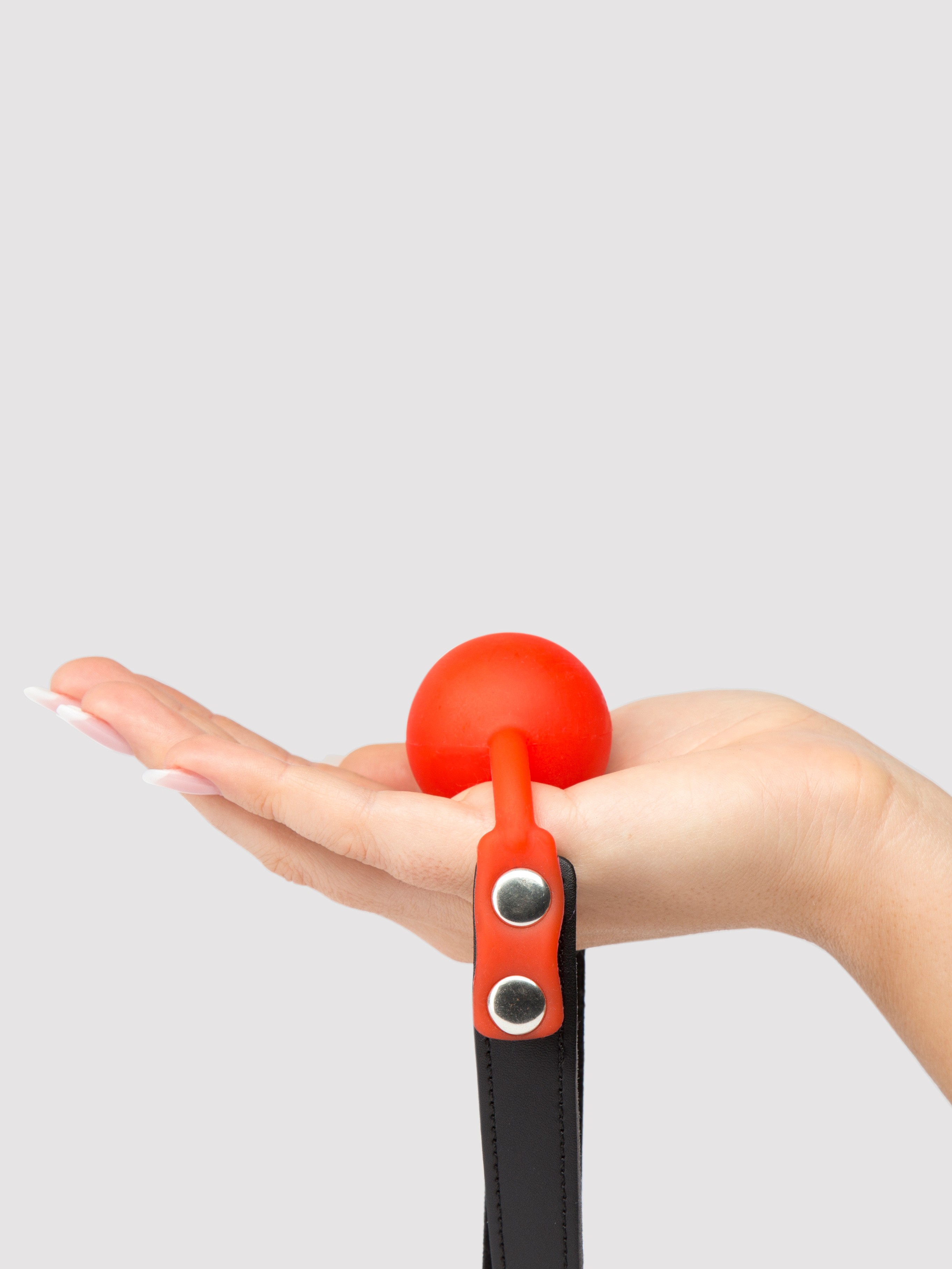 Bondage Boutique Faux Leather Medium Silicone Ball Gag, Red, hi-res