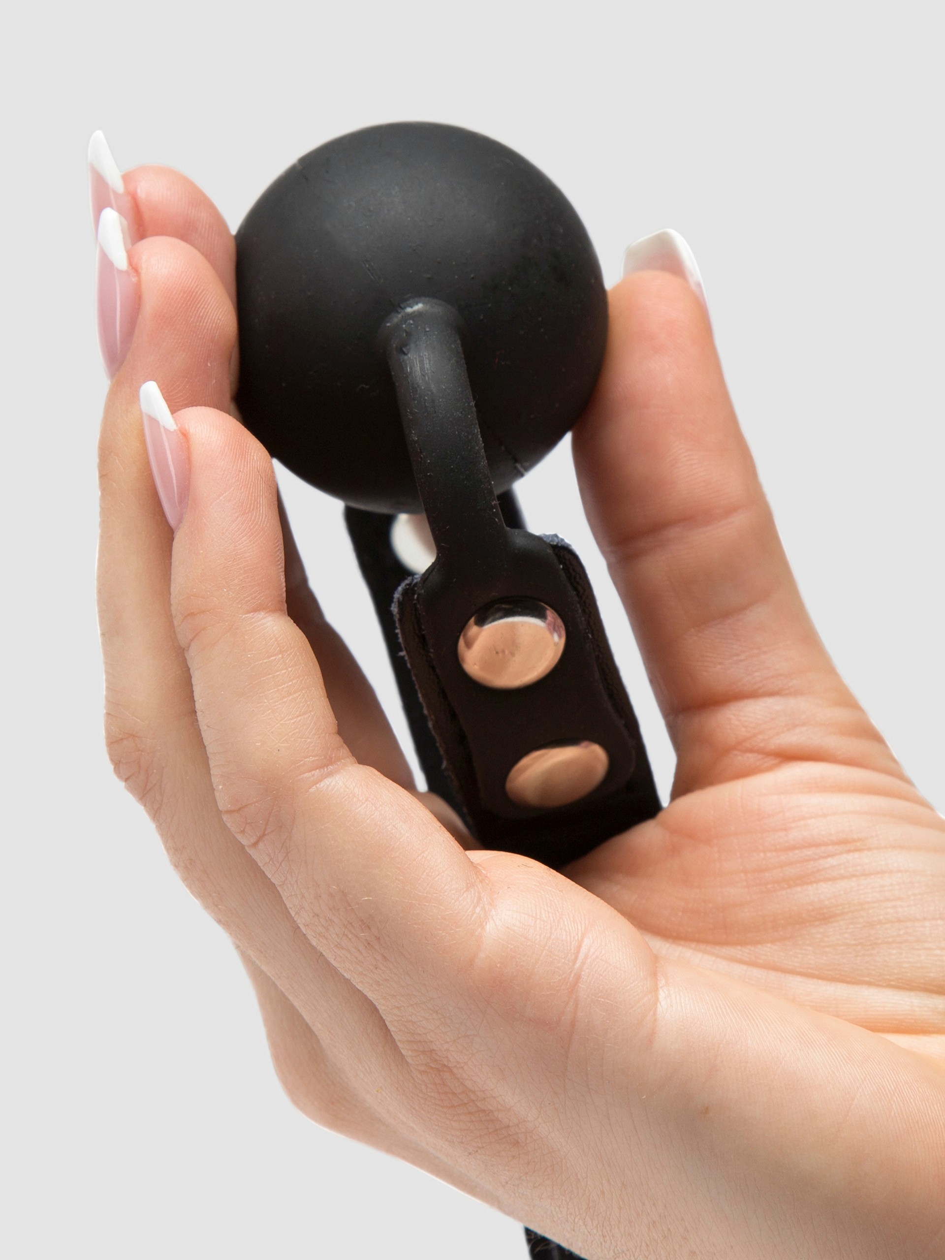 Bondage Boutique Faux Leather Medium Silicone Ball Gag, Black, hi-res