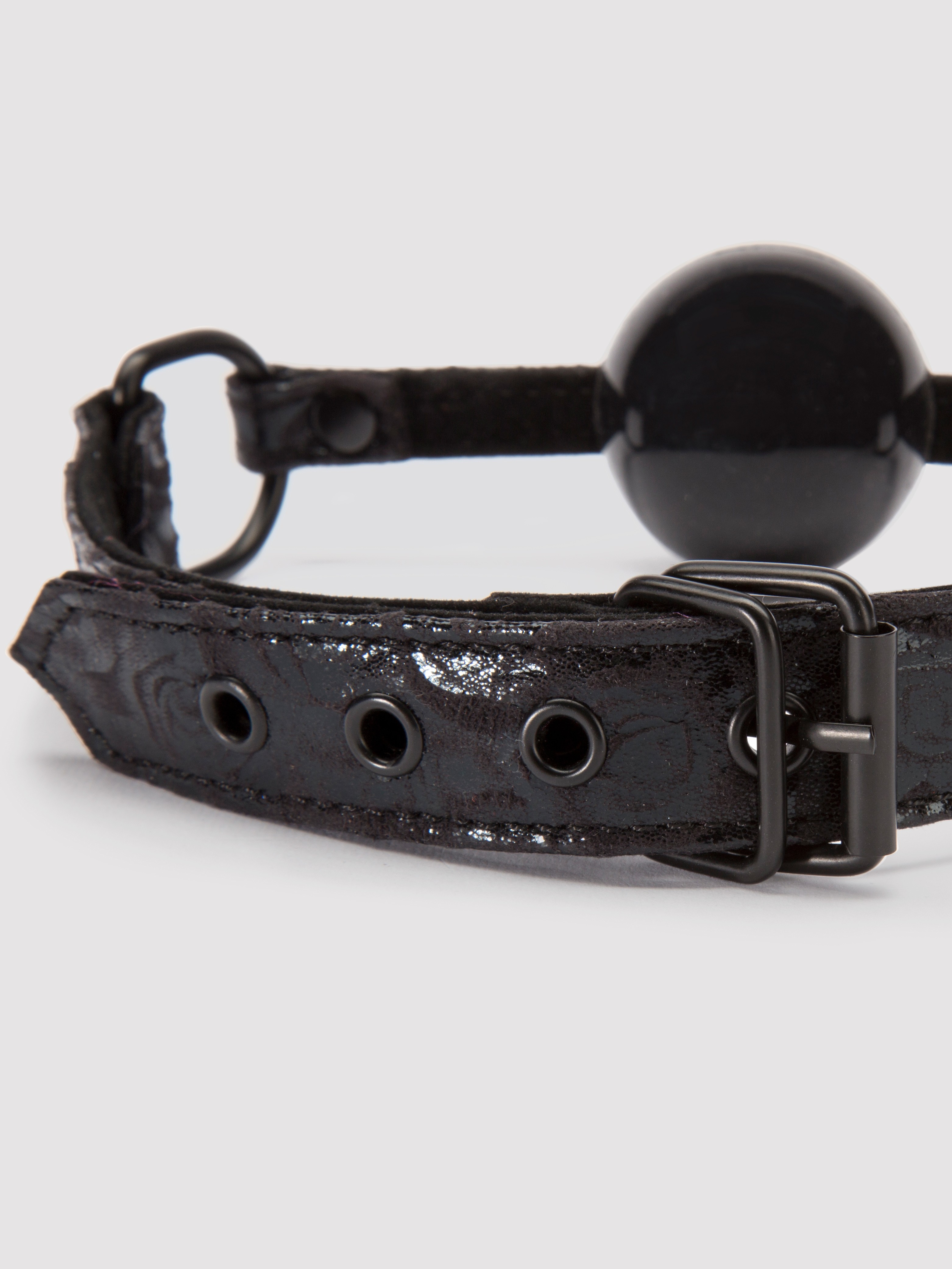 Bondage Boutique Black Rose Silicone Ball Gag, Black, hi-res