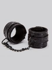 Bondage Boutique Black Rose Faux Fur Lined Wrist Cuffs, Black, hi-res