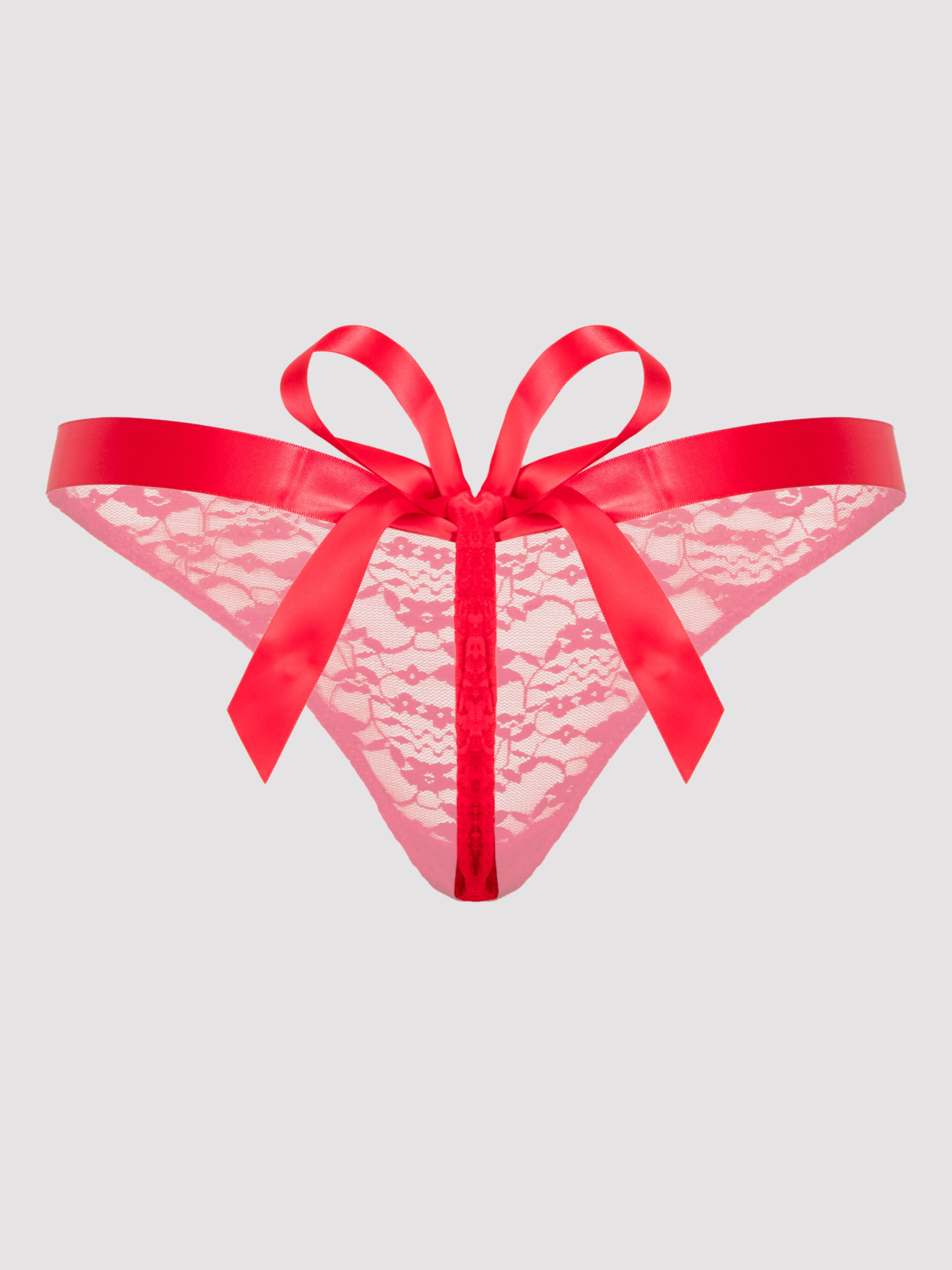 Lovehoney Unwrap Me Women's Red Thong, Red, vanilla