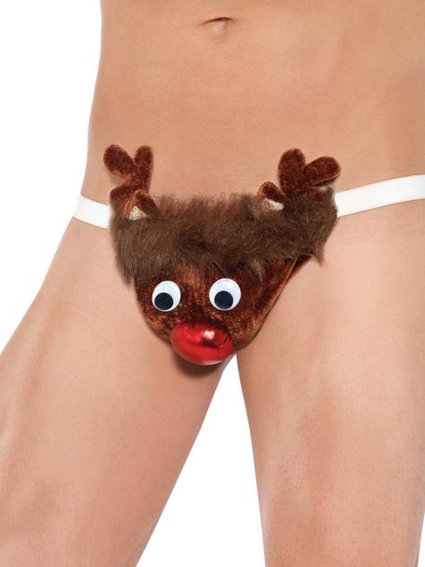 Rude-olf Reindeer Sexy Novelty Thong for Men, Brown, hi-res