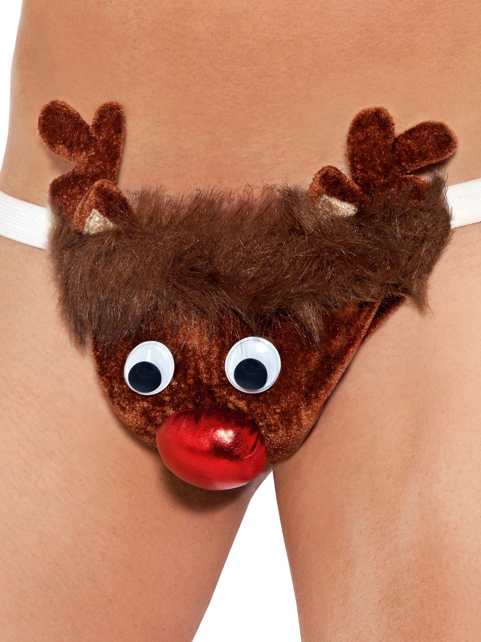 Rude-olf Reindeer Sexy Novelty Thong for Men, Brown, hi-res