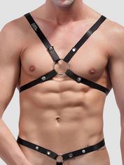 Male Power Shoulder Harness with C-Ring Waist Band Black, Black, hi-res
