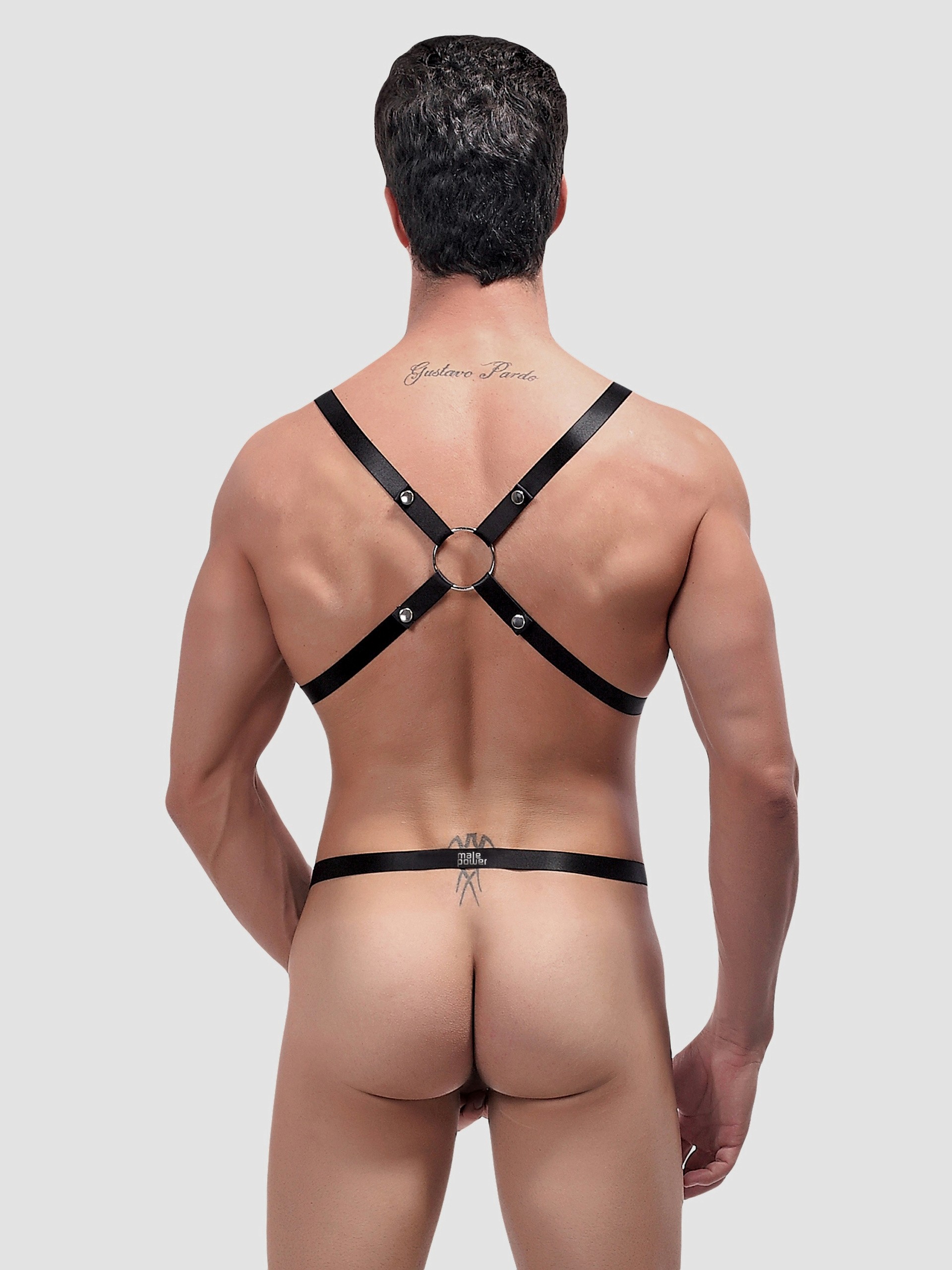 Male Power Shoulder Harness with C-Ring Waist Band Black, Black, hi-res