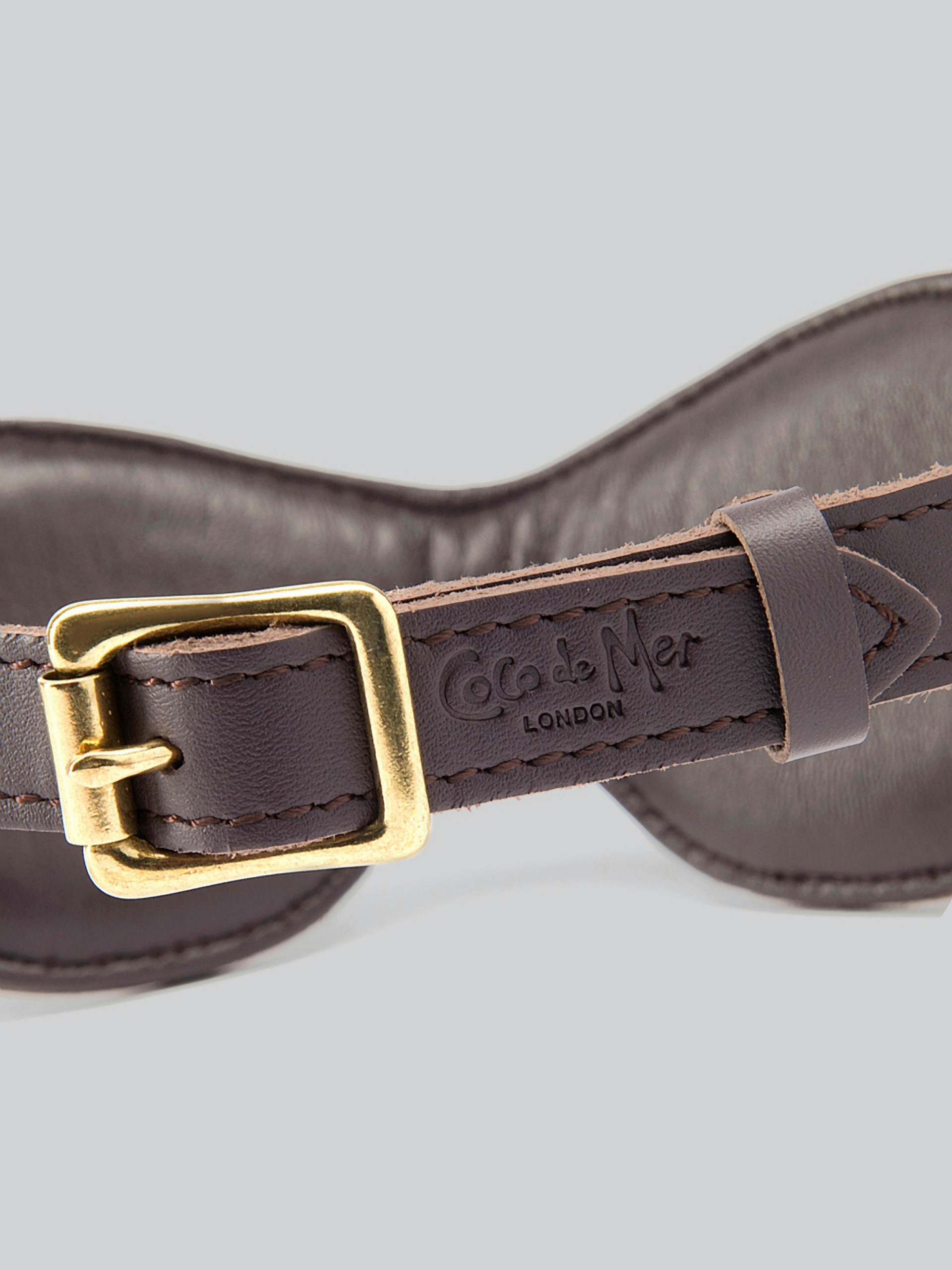 Coco de Mer Brown Leather Blindfold, Brown, hi-res